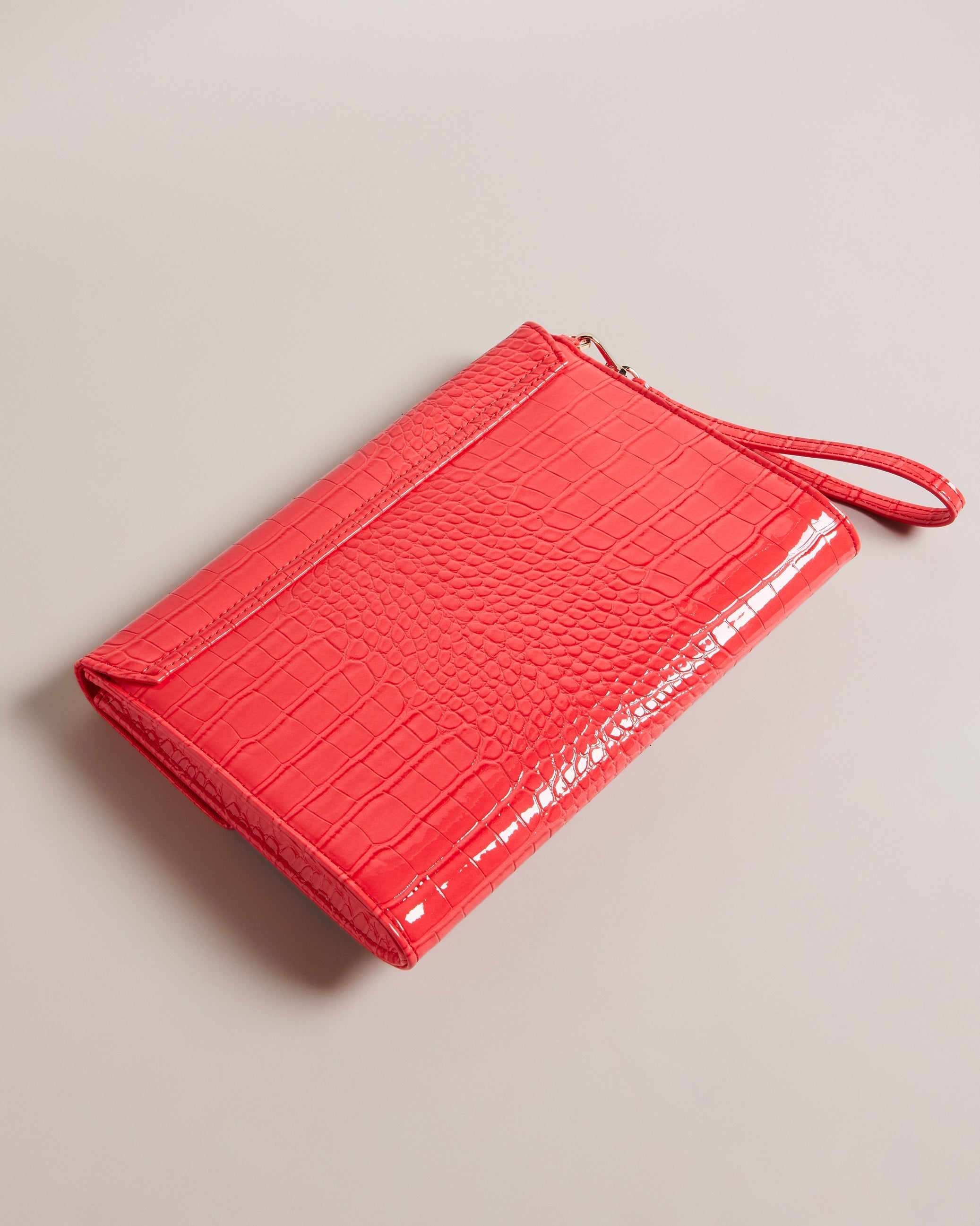 Crocey Imitation Croc Envelope Pouch Coral