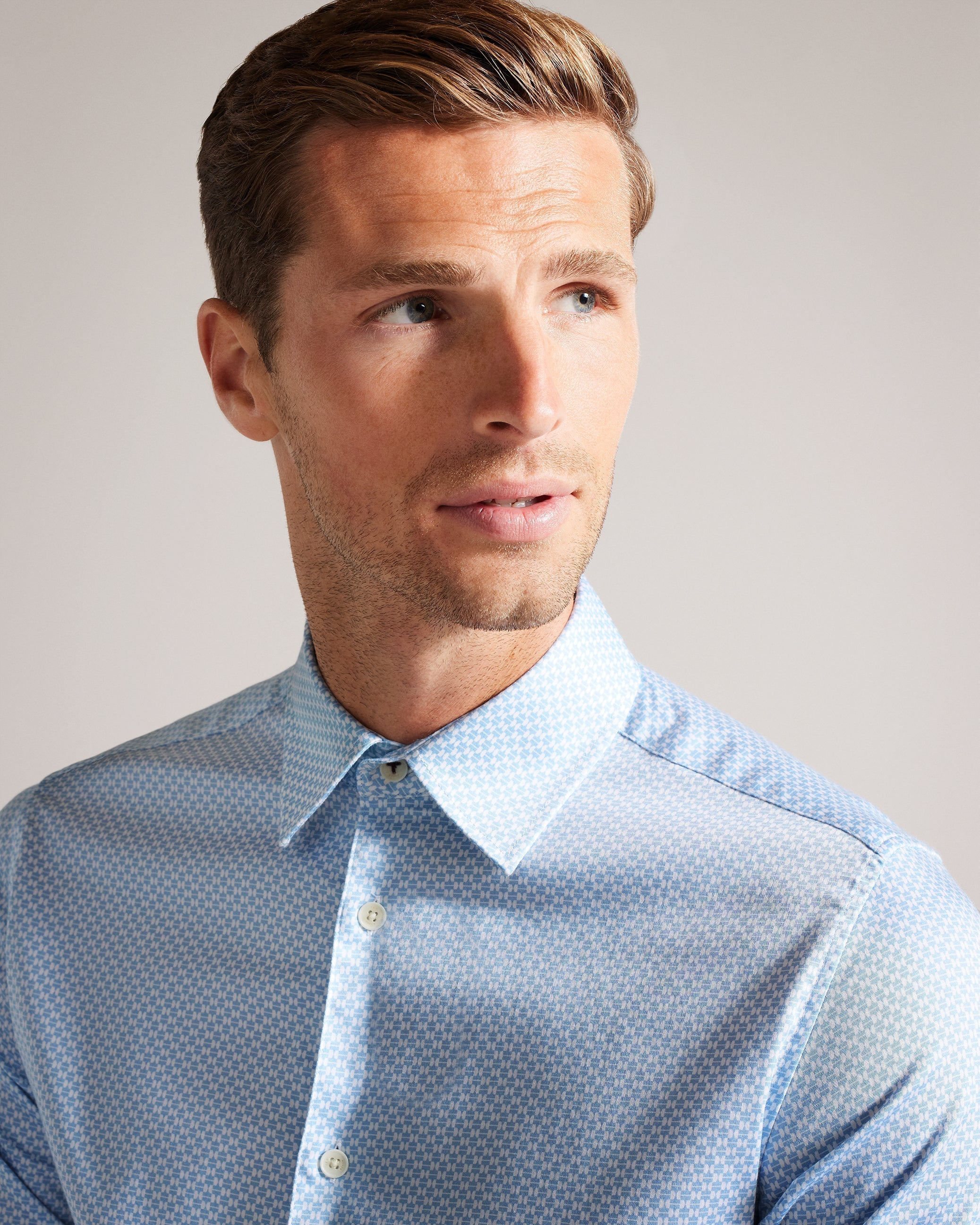 Faenza Ls Geo Shirt Lt-Blue