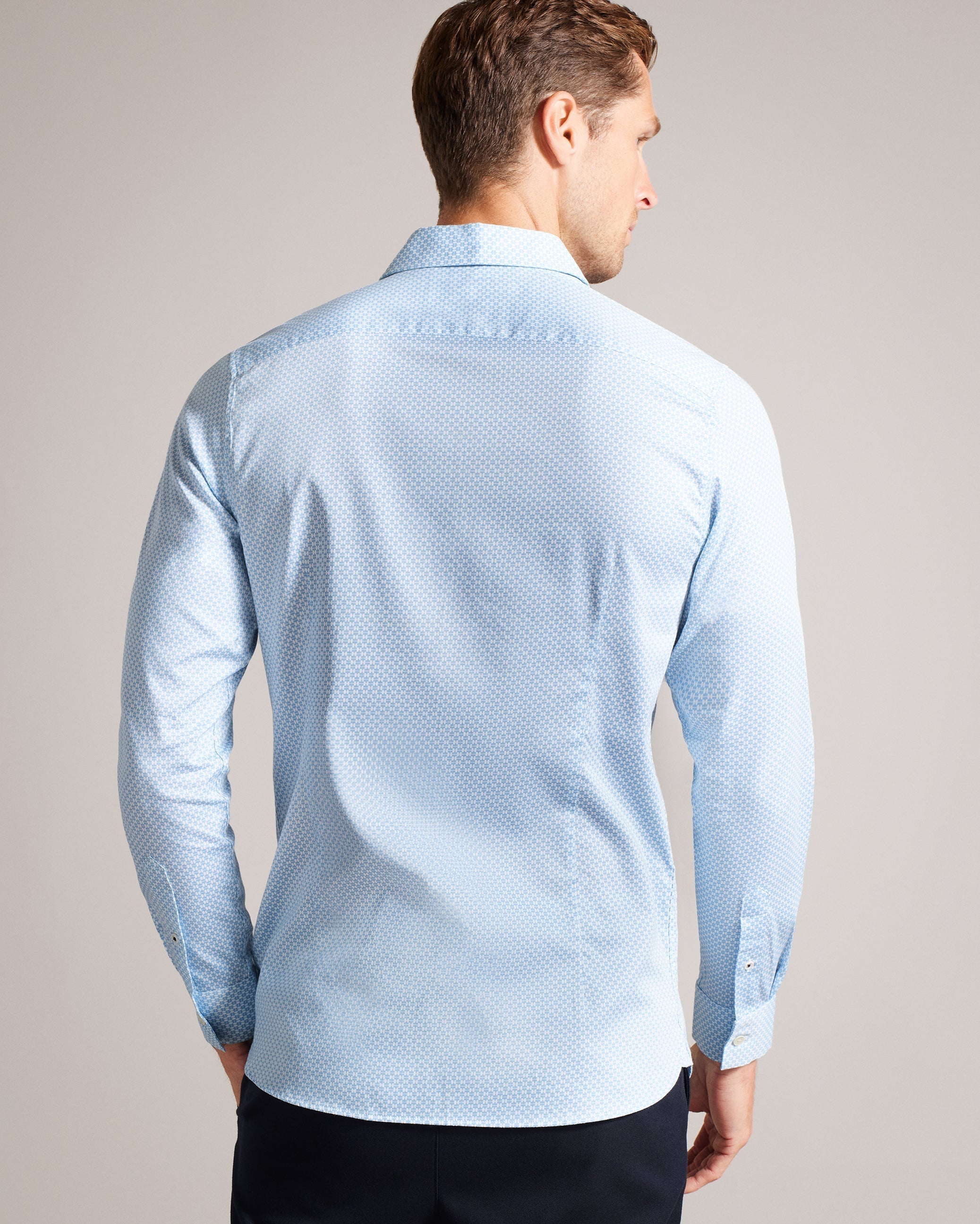 Faenza Ls Geo Shirt Lt-Blue