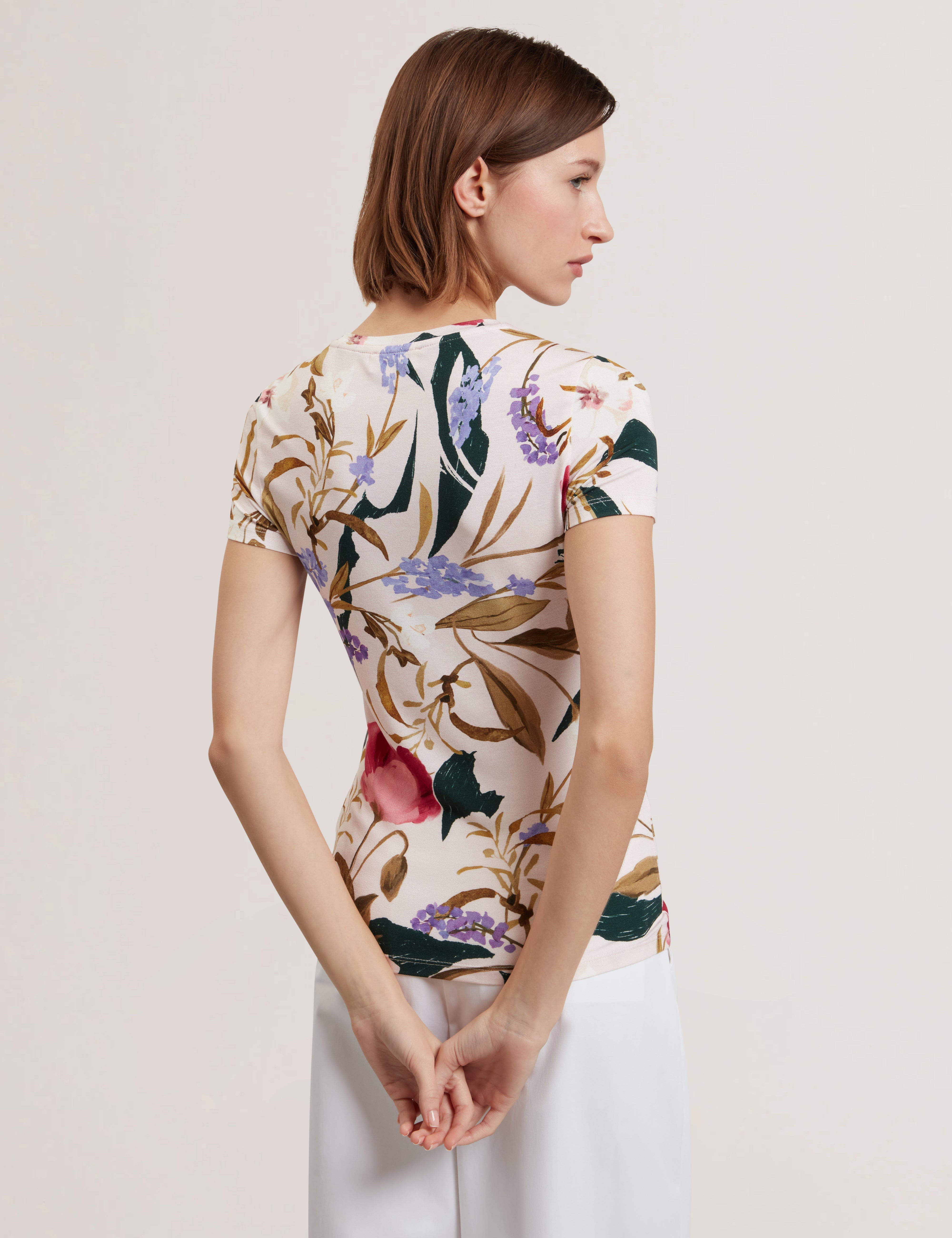 Belliea Printed Fitted Tee Pl-Pink