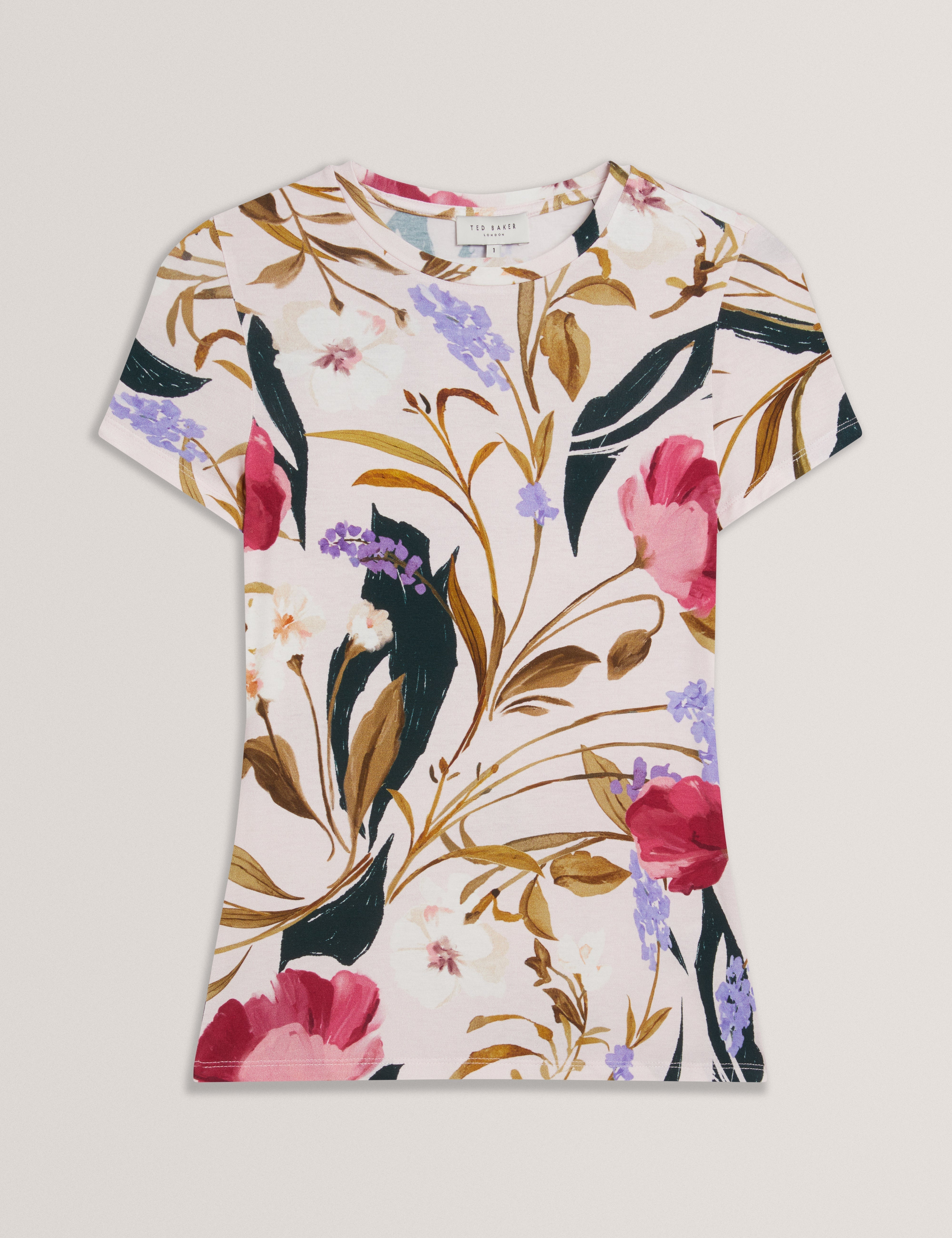 Belliea Printed Fitted Tee Pl-Pink