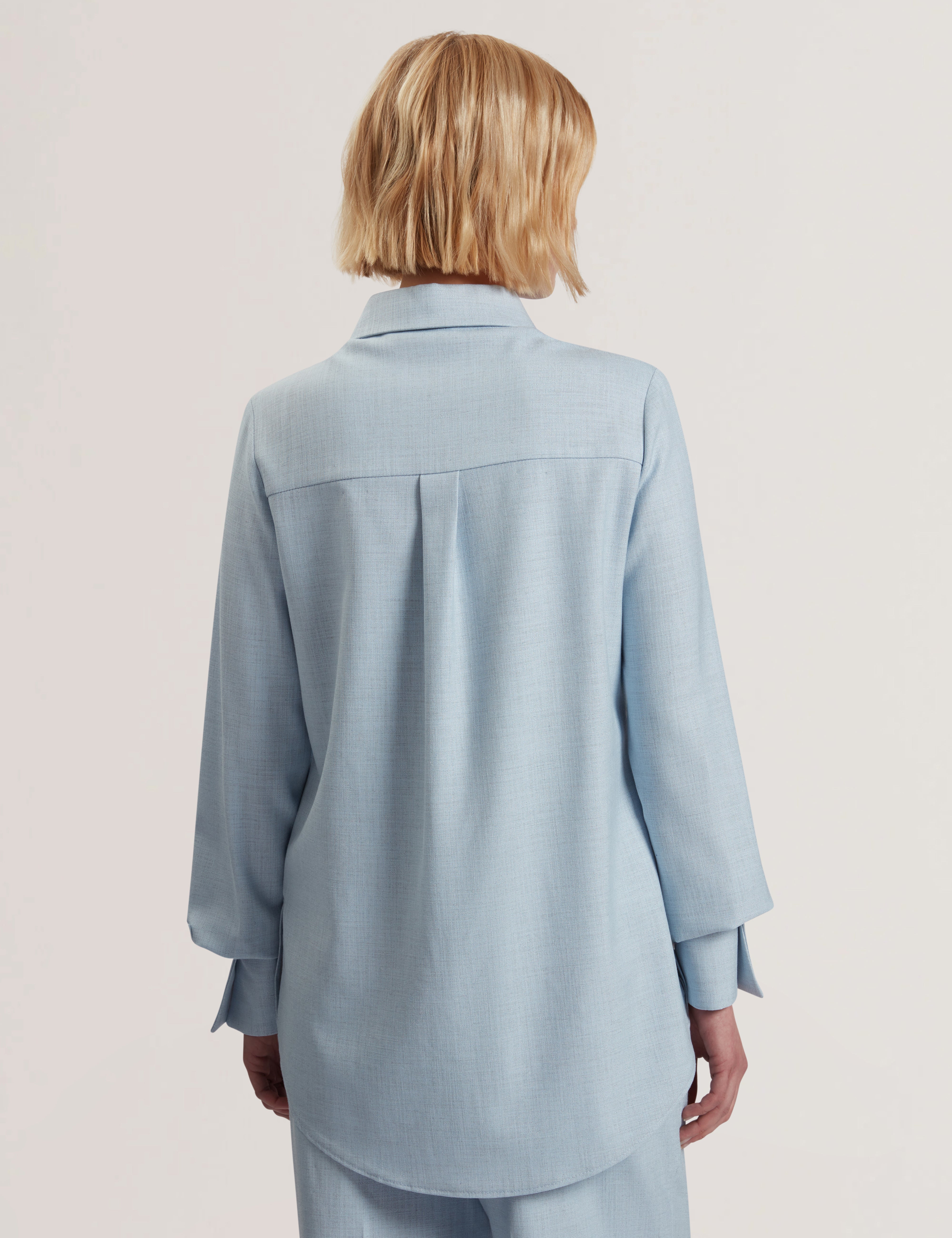 Carnis Tailored Longline Shirt Pl-Blue