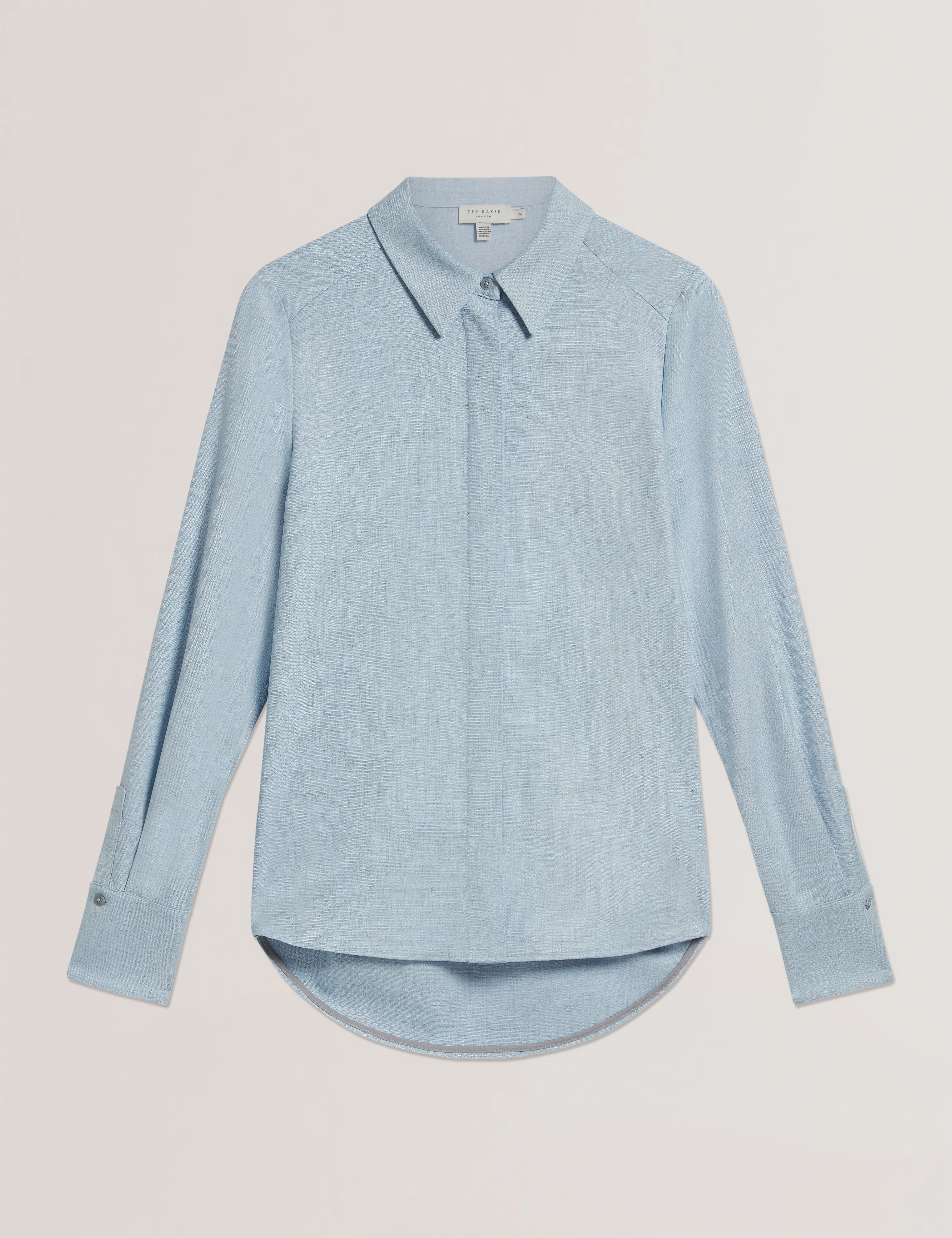 Carnis Tailored Longline Shirt Pl-Blue