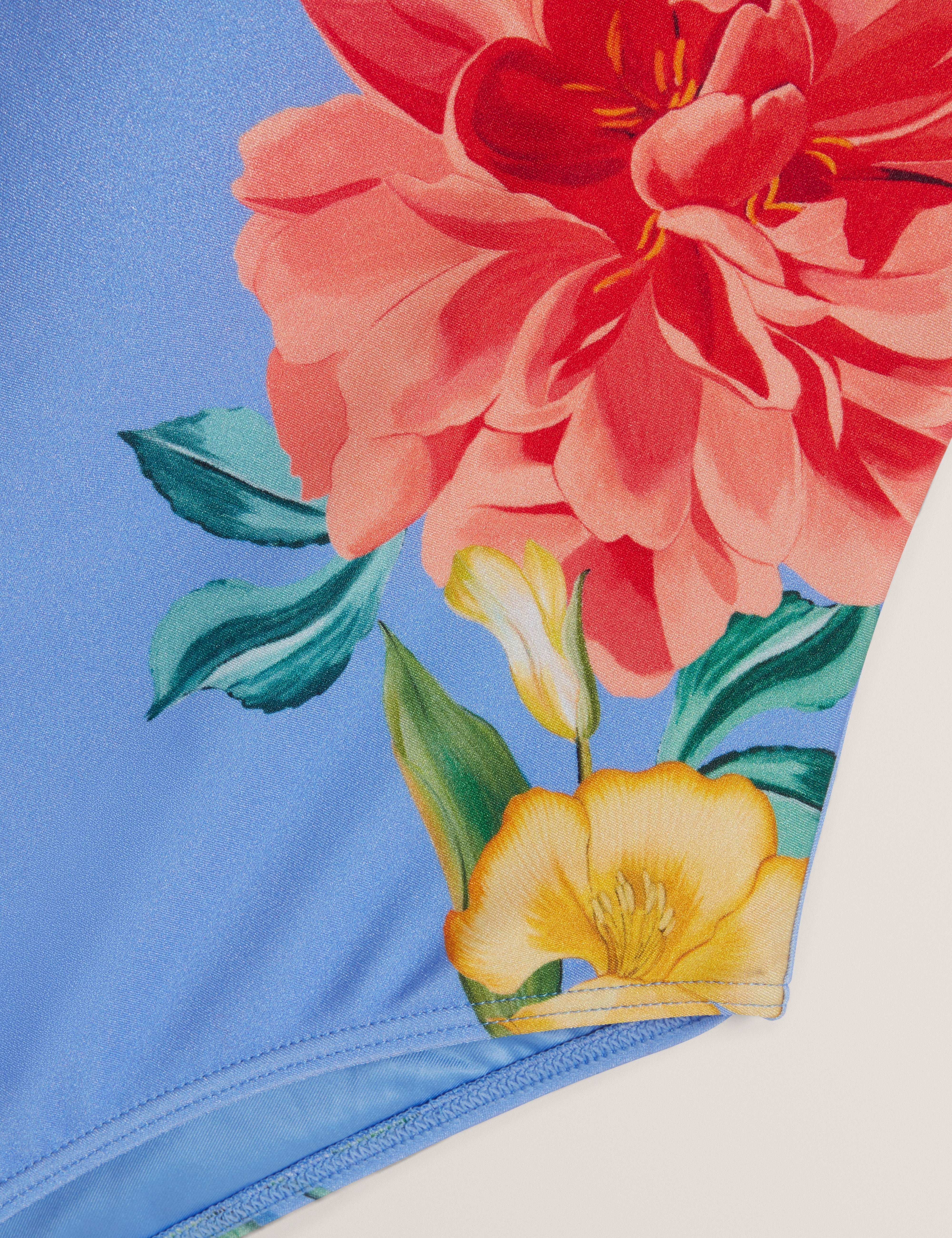 Clovva Printed Plunge Halter Neck Swimsuit Brt-Blue