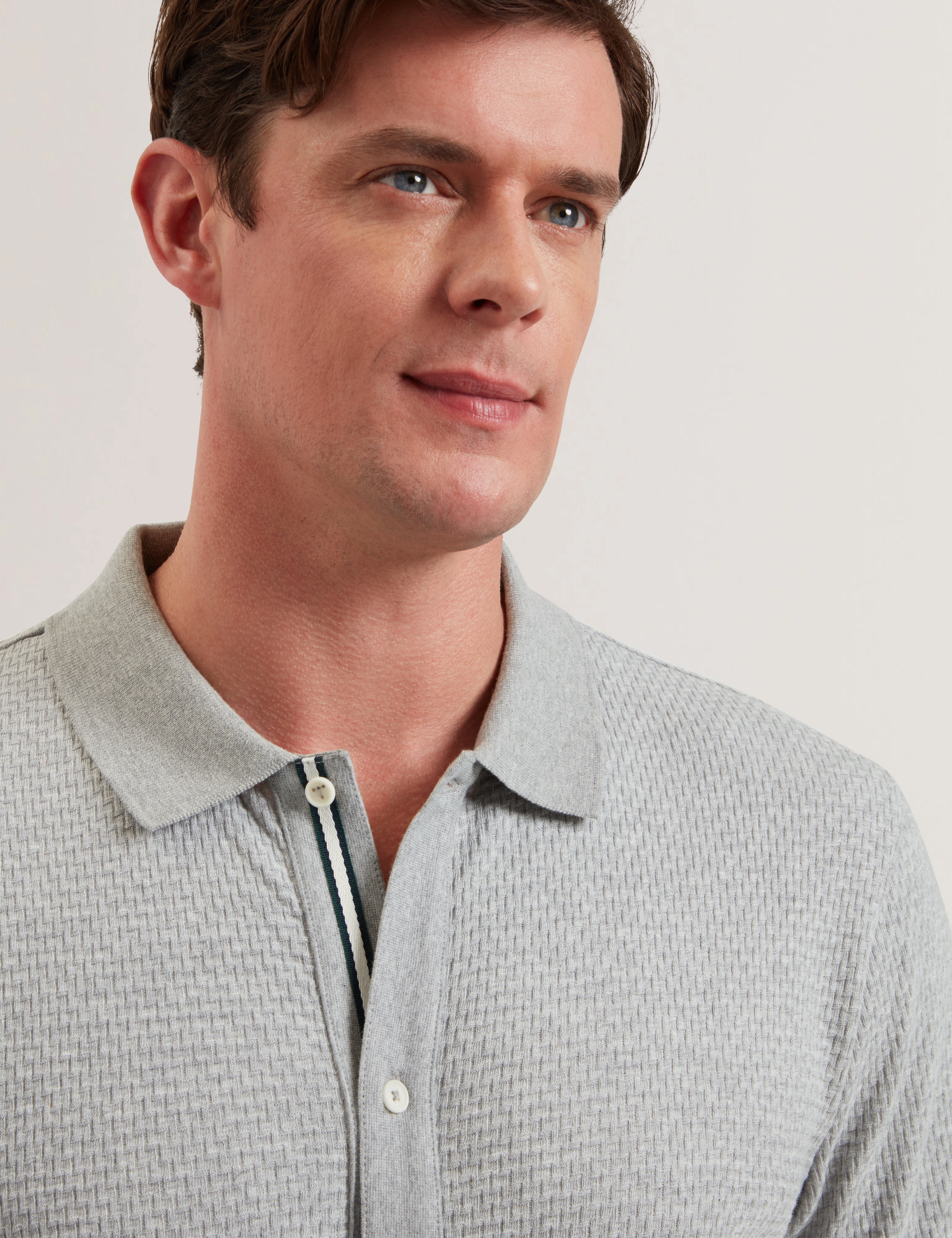 Connyr Short Sleeve Regular Button Through Polo Shirt Lt-Grey