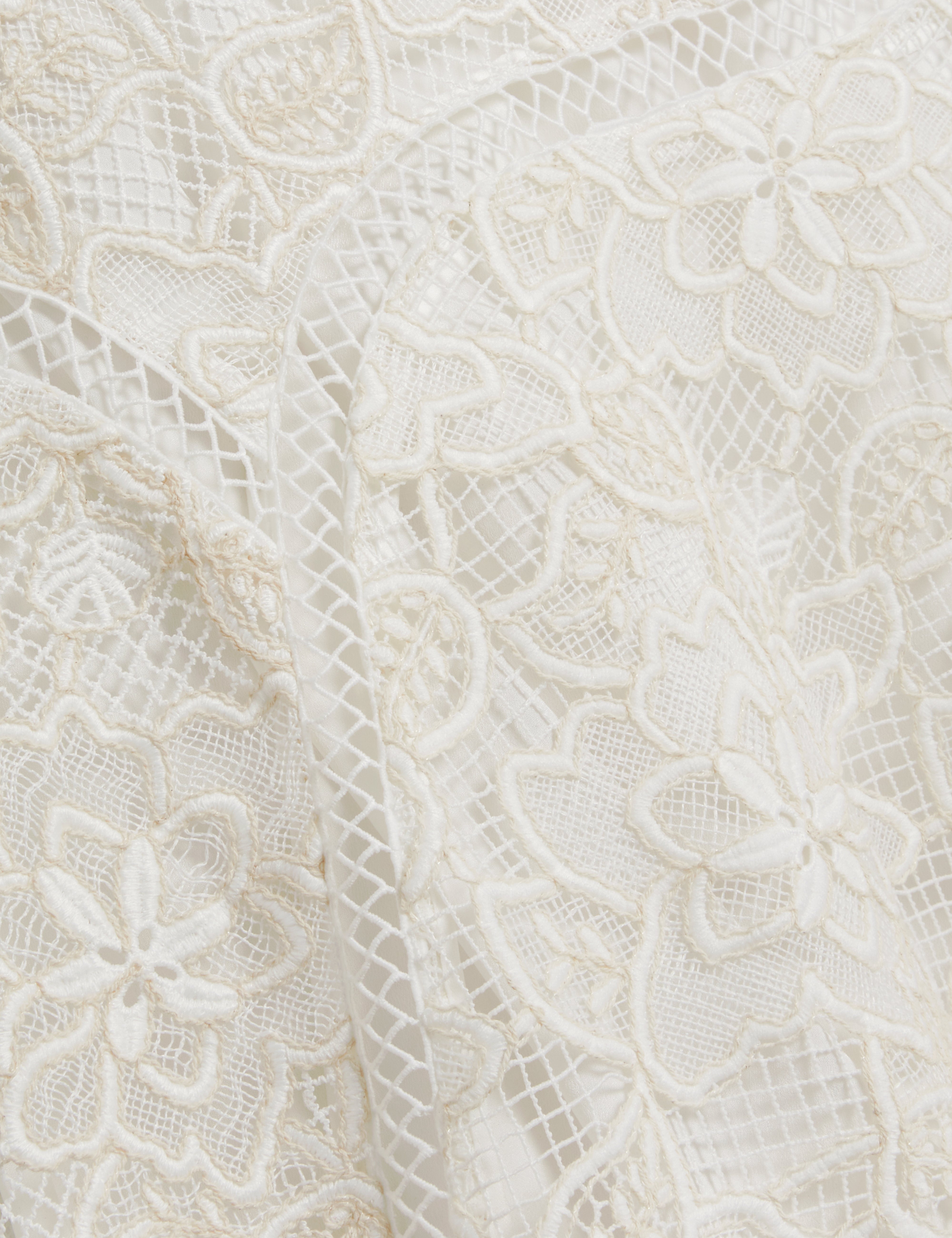Darlei Asymmetric Lace Midi Dress Ivory