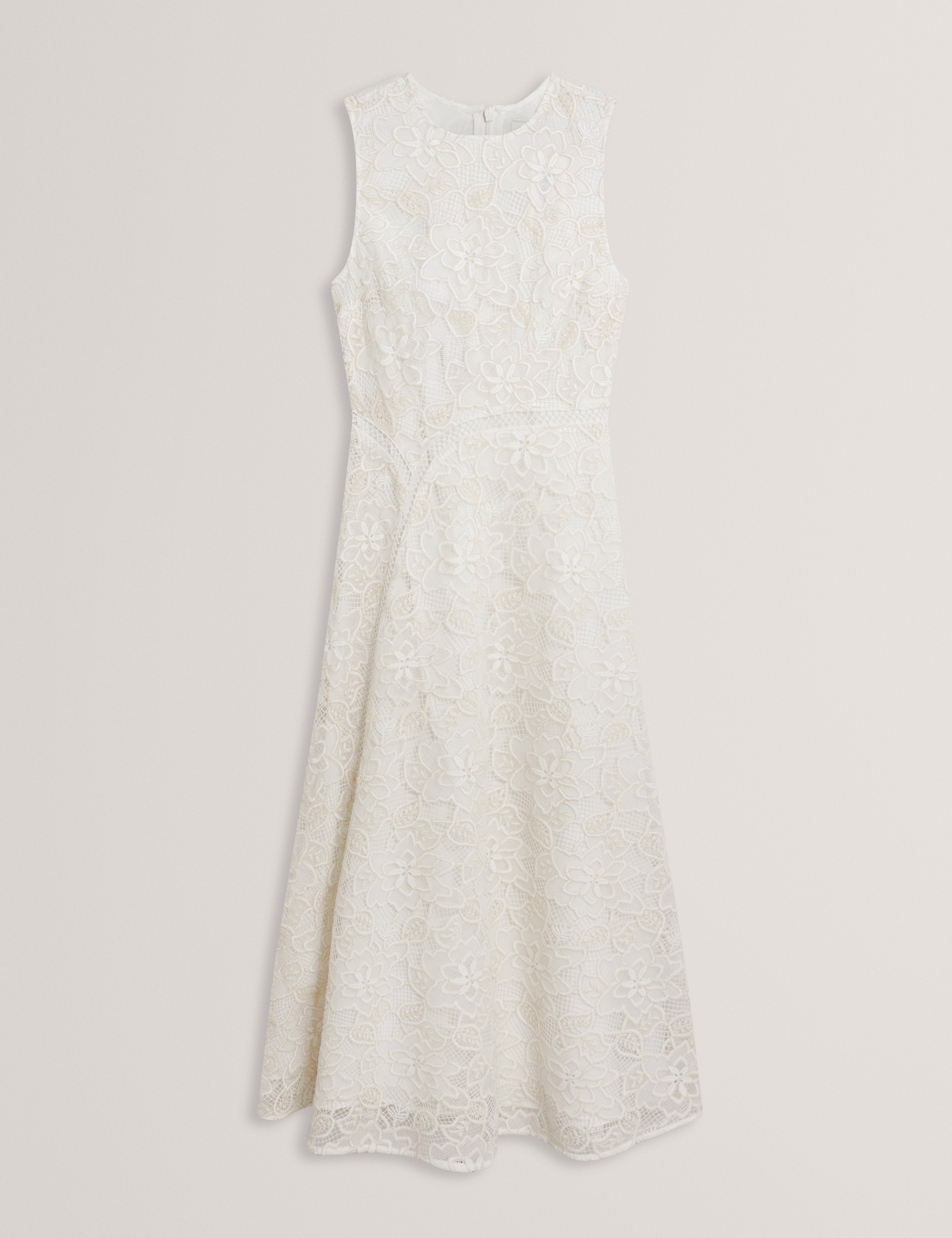 Darlei Asymmetric Lace Midi Dress Ivory