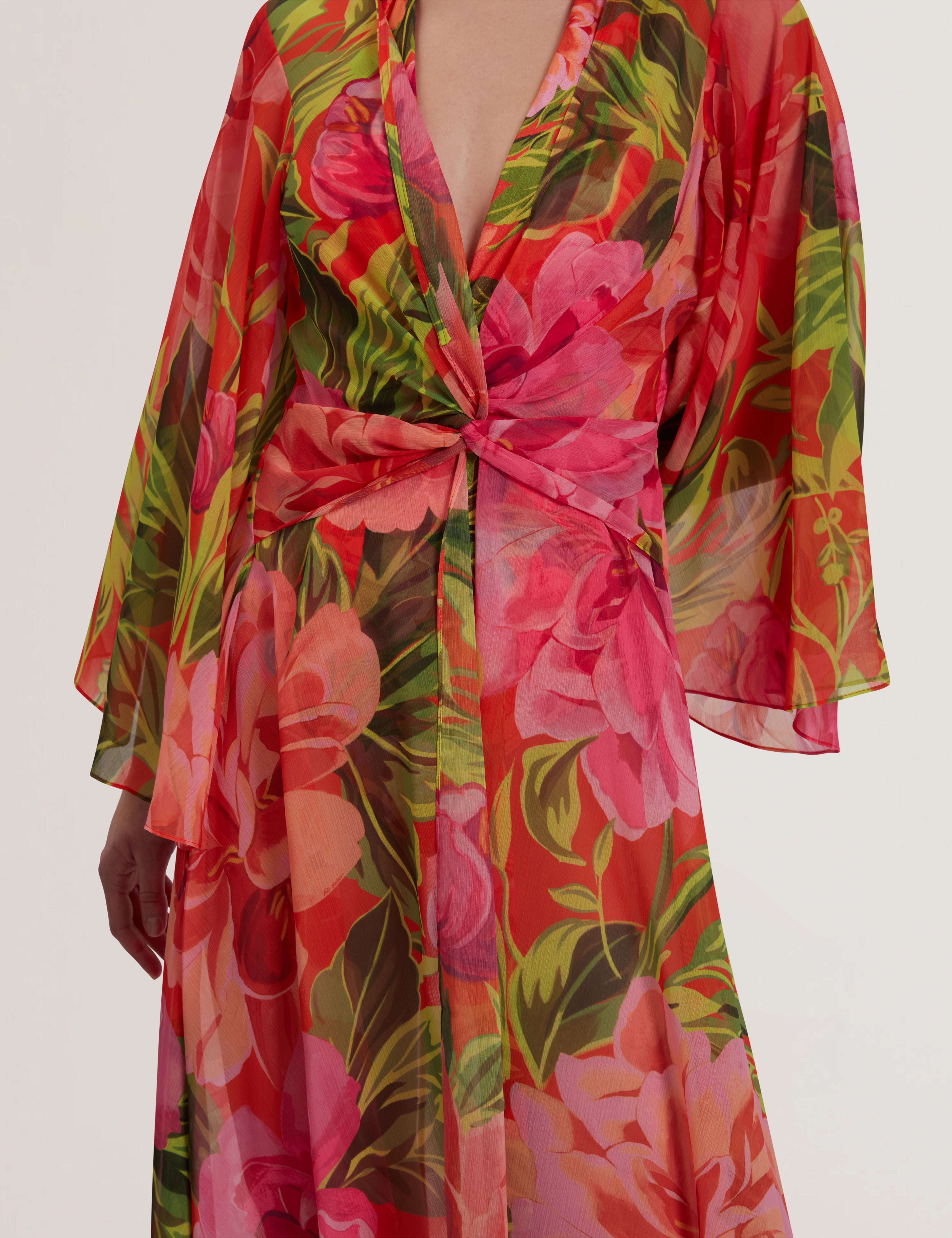 Ddarcis Twisted Waist Maxi Dress Cover Up Coral