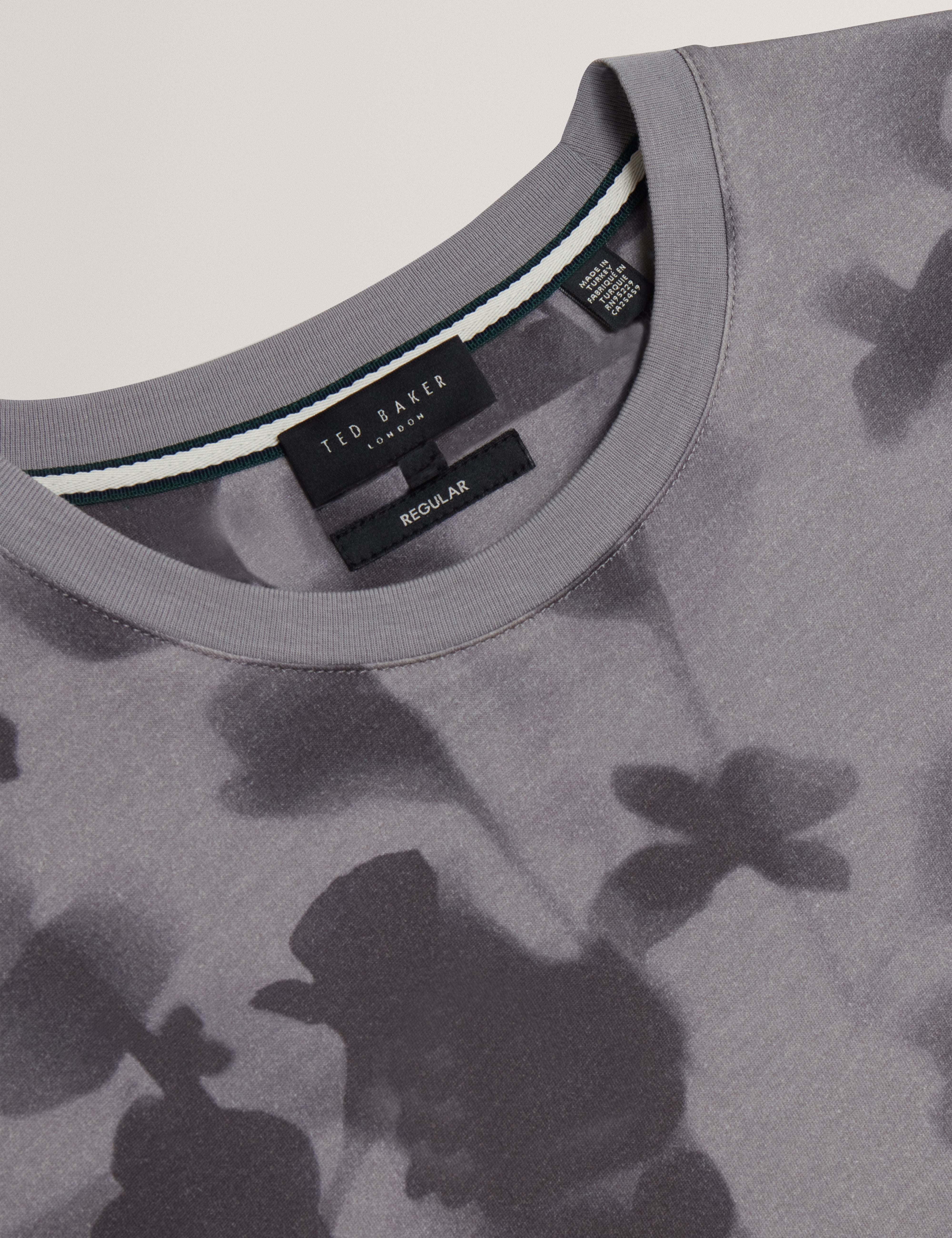 Denniss Short Sleeve Regular Floral Print T-Shirt Dk-Grey