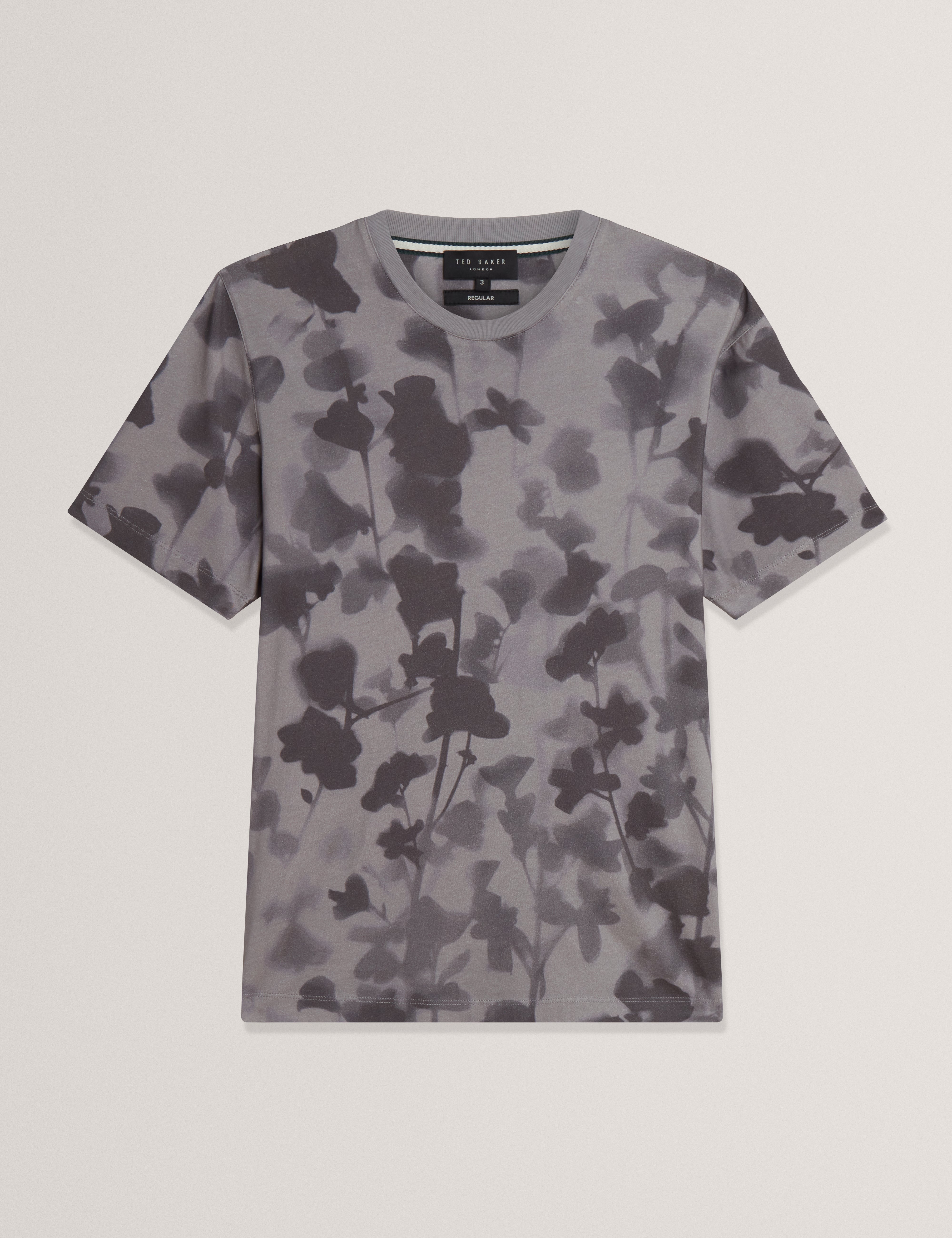 Denniss Short Sleeve Regular Floral Print T-Shirt Dk-Grey