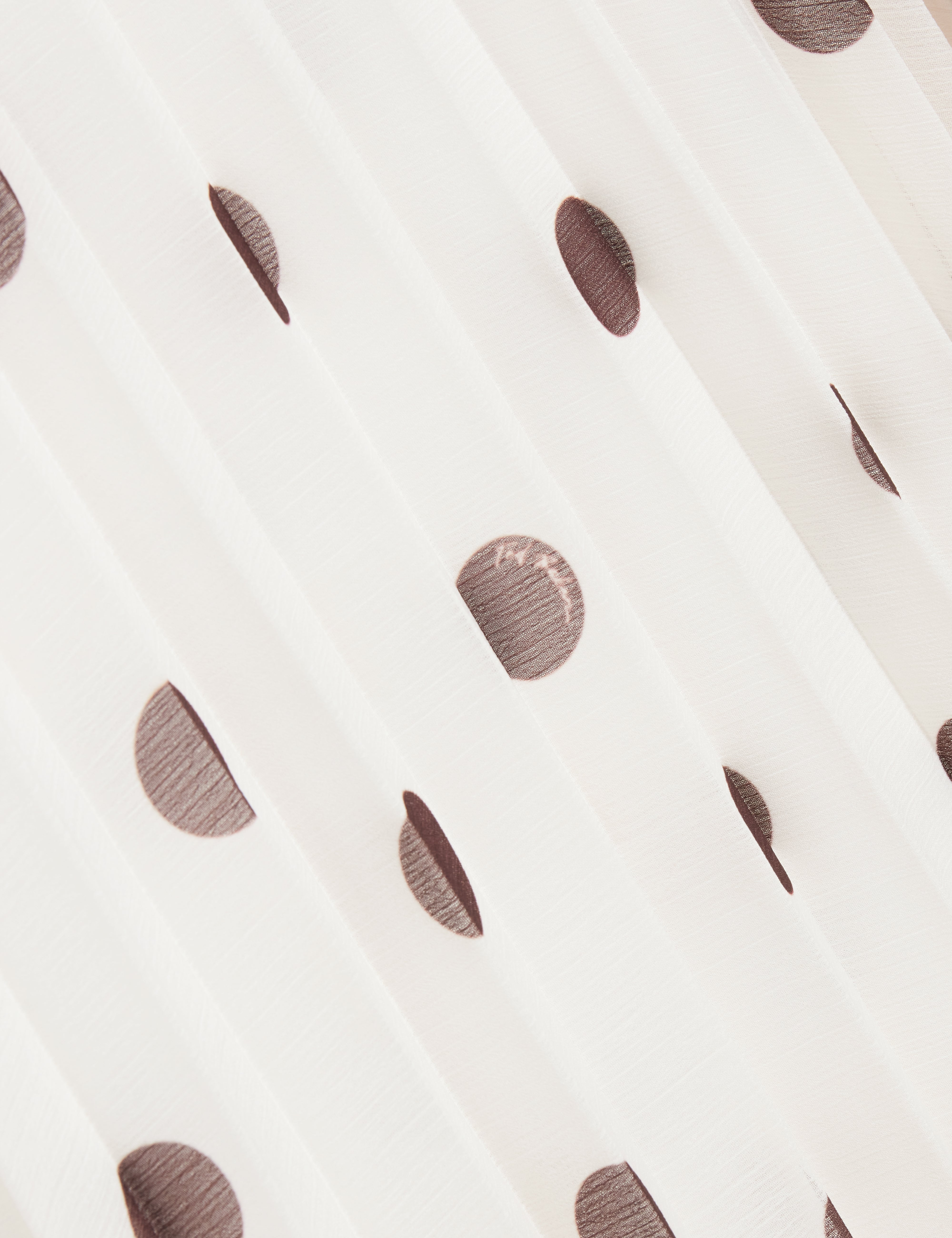 Ereo Polka Dot Pleated Midi Skirt Ivory