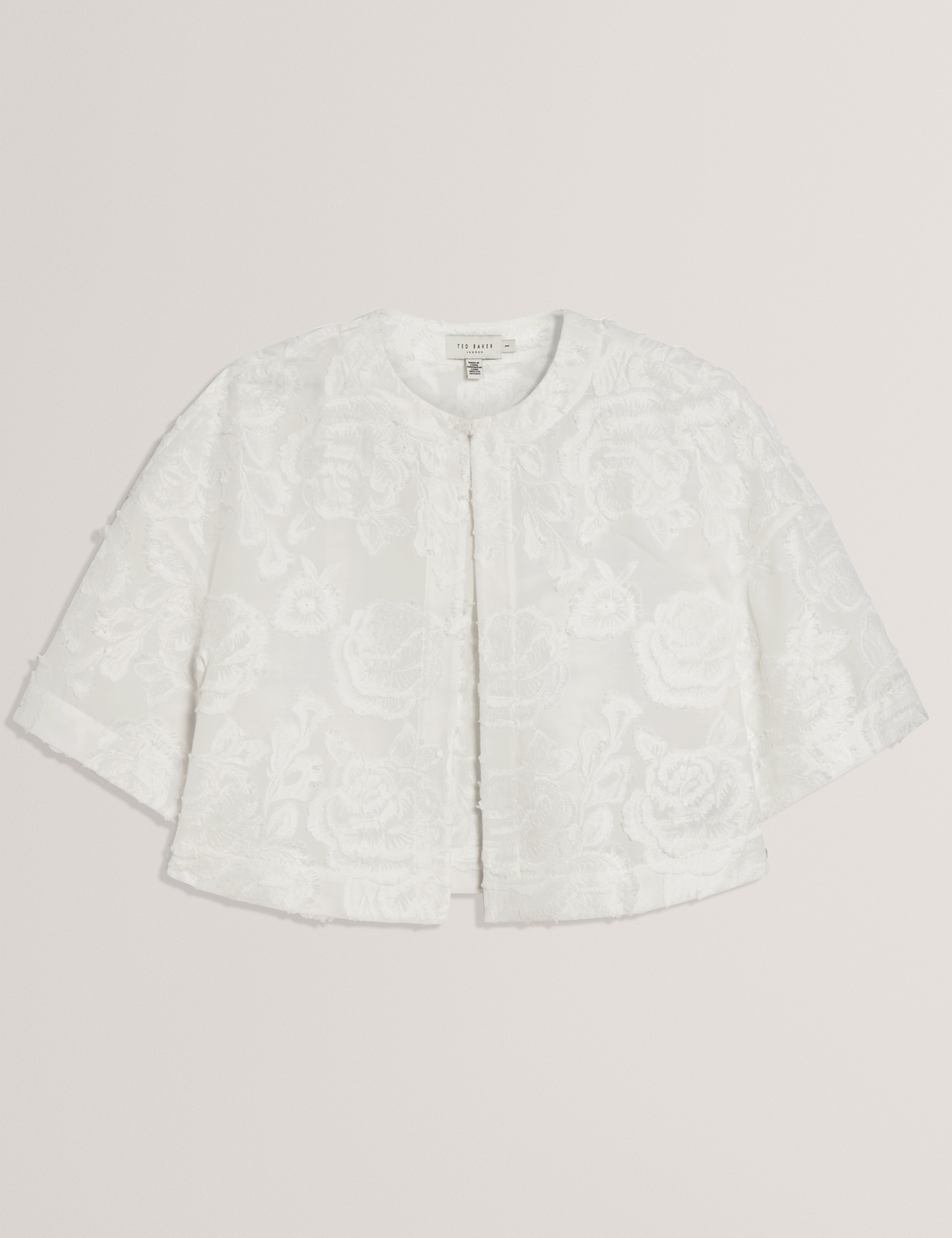Faela Collarless Boxy Fit Cropped Shirt White