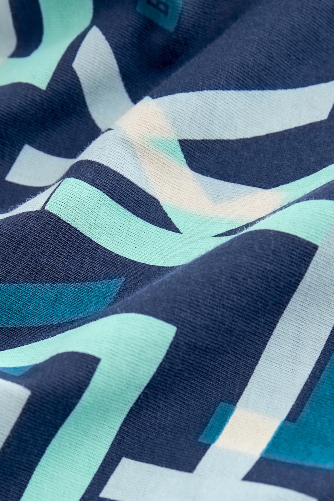 Printed 100% Cotton Polo Shirt Navy