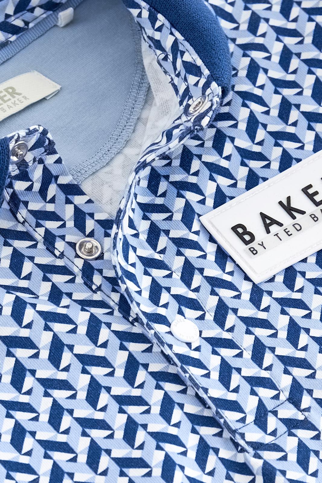 Printed 100% Cotton Polo Shirt Blue
