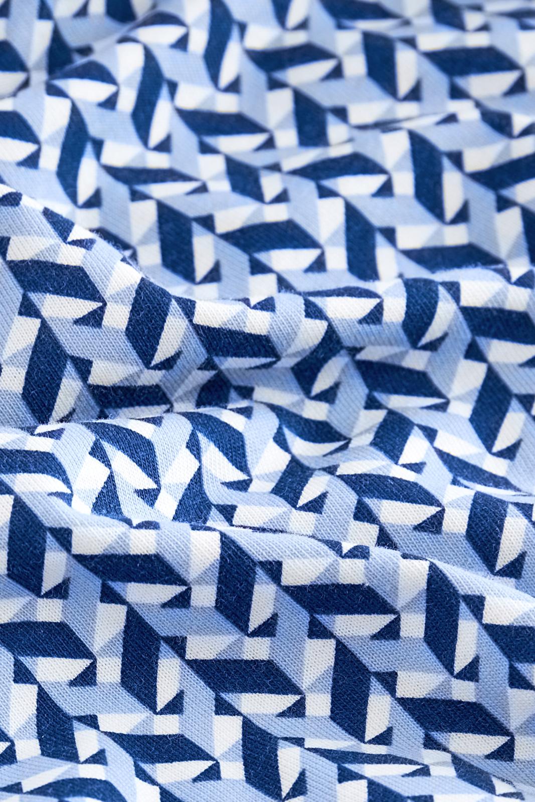 Printed 100% Cotton Polo Shirt Blue