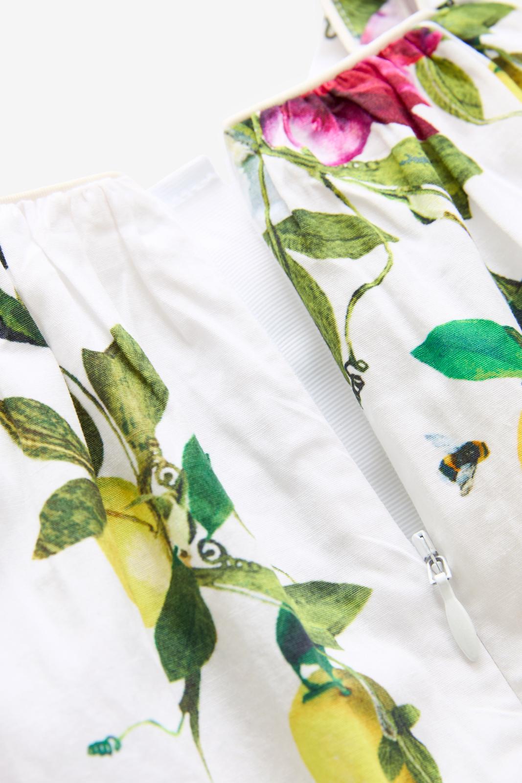 Floral Bow Woven 100% Cotton White Dress White