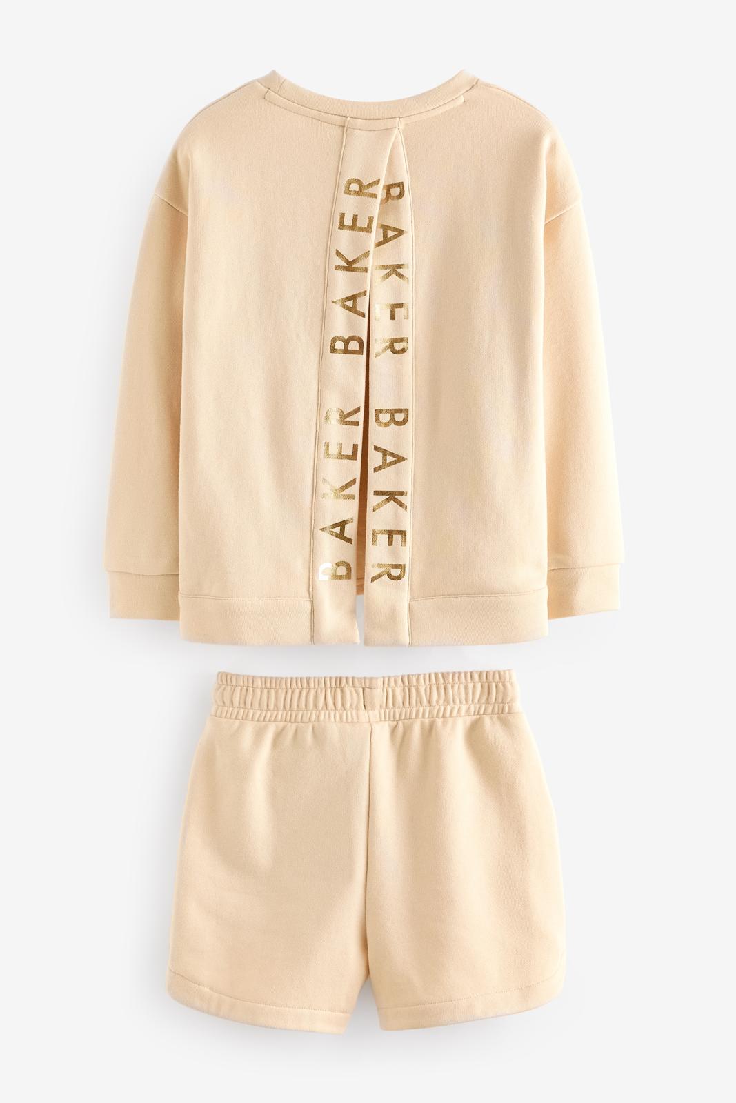 Split Back Sweater And Shorts Set Stone