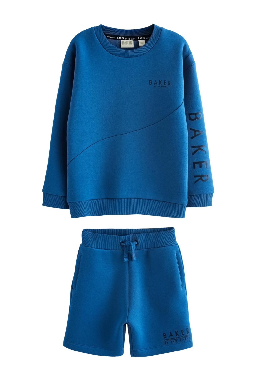 Seam Sweatshirt And Short Set Blue