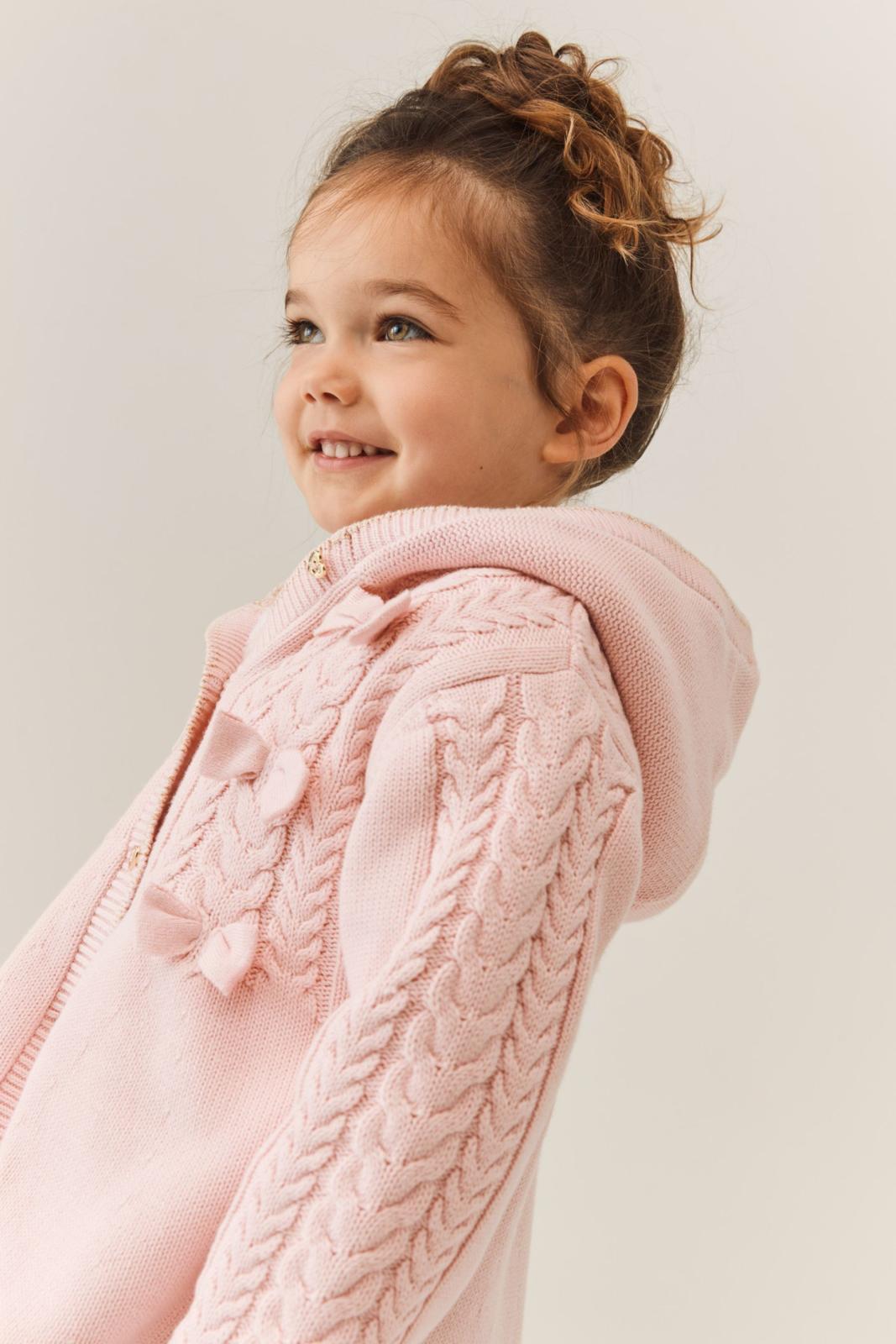 Cream Knitted Coatigan Pink