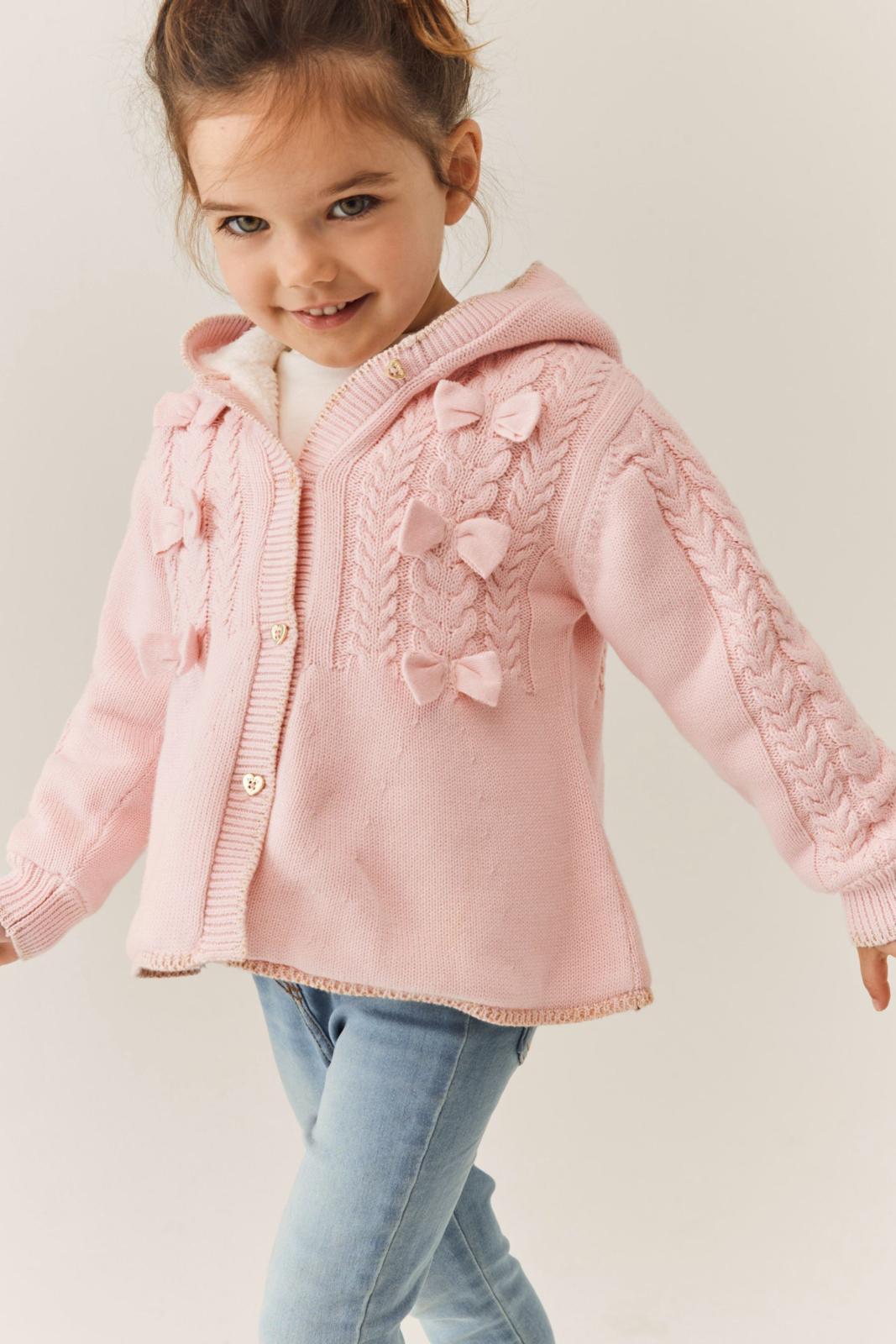 Cream Knitted Coatigan Pink
