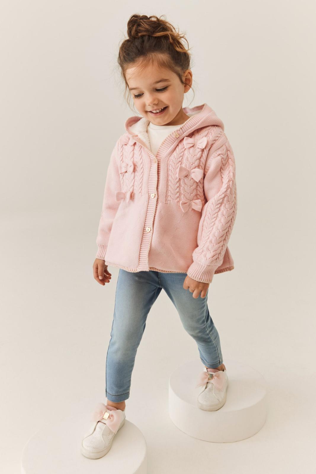Cream Knitted Coatigan Pink