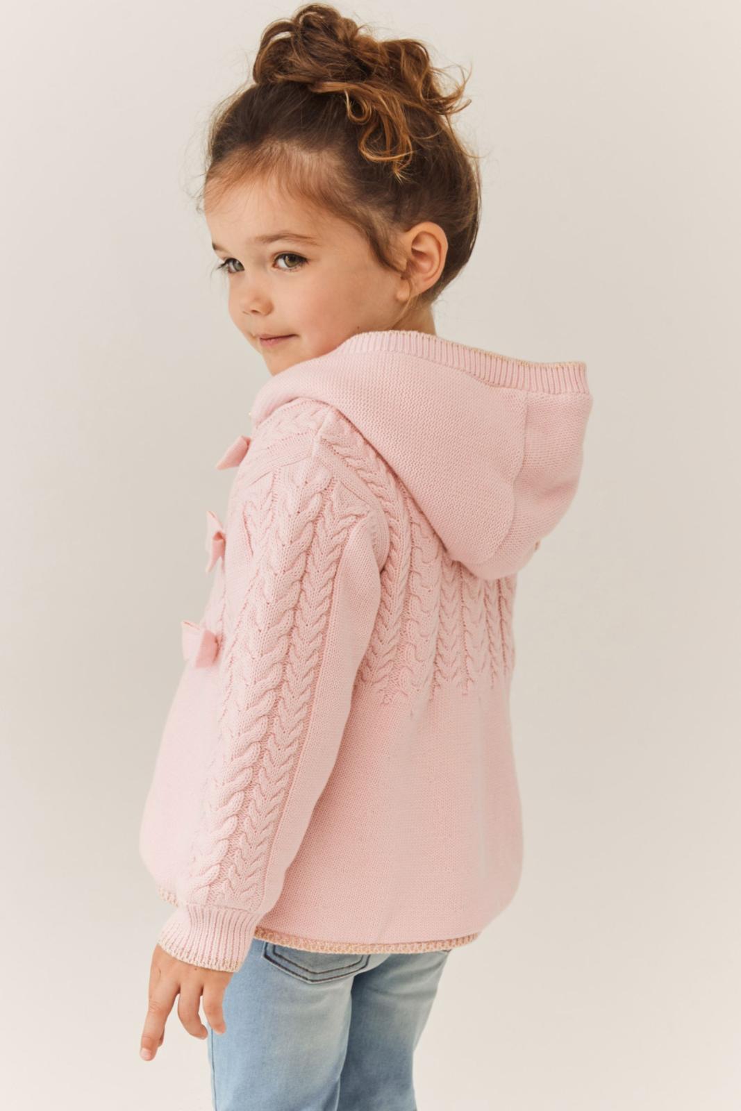 Cream Knitted Coatigan Pink