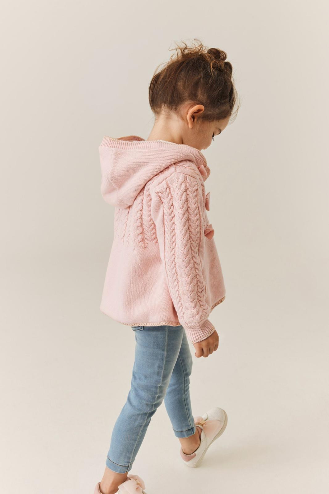 Cream Knitted Coatigan Pink