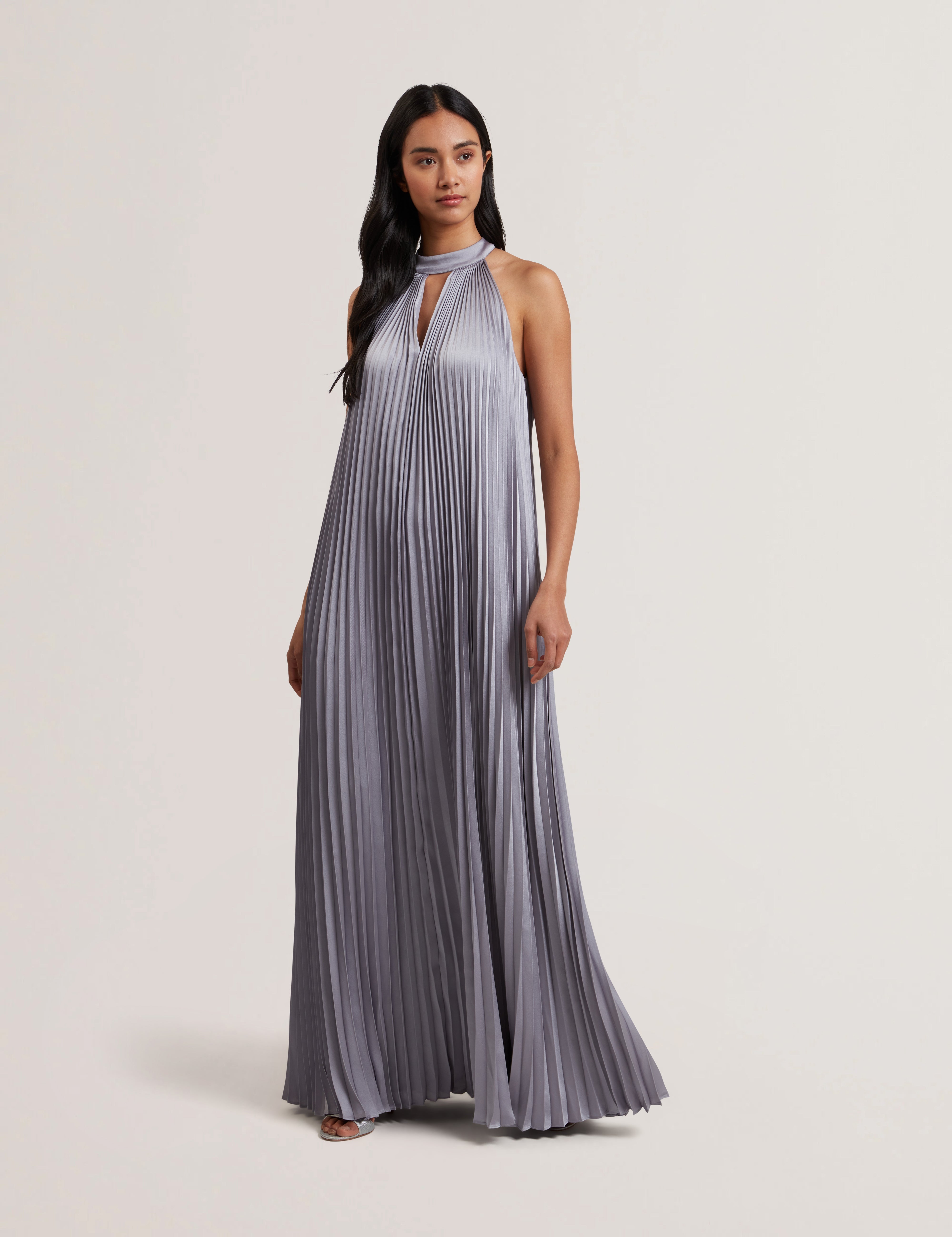 Grenya Pleated V-Neck Maxi Dress Lilac
