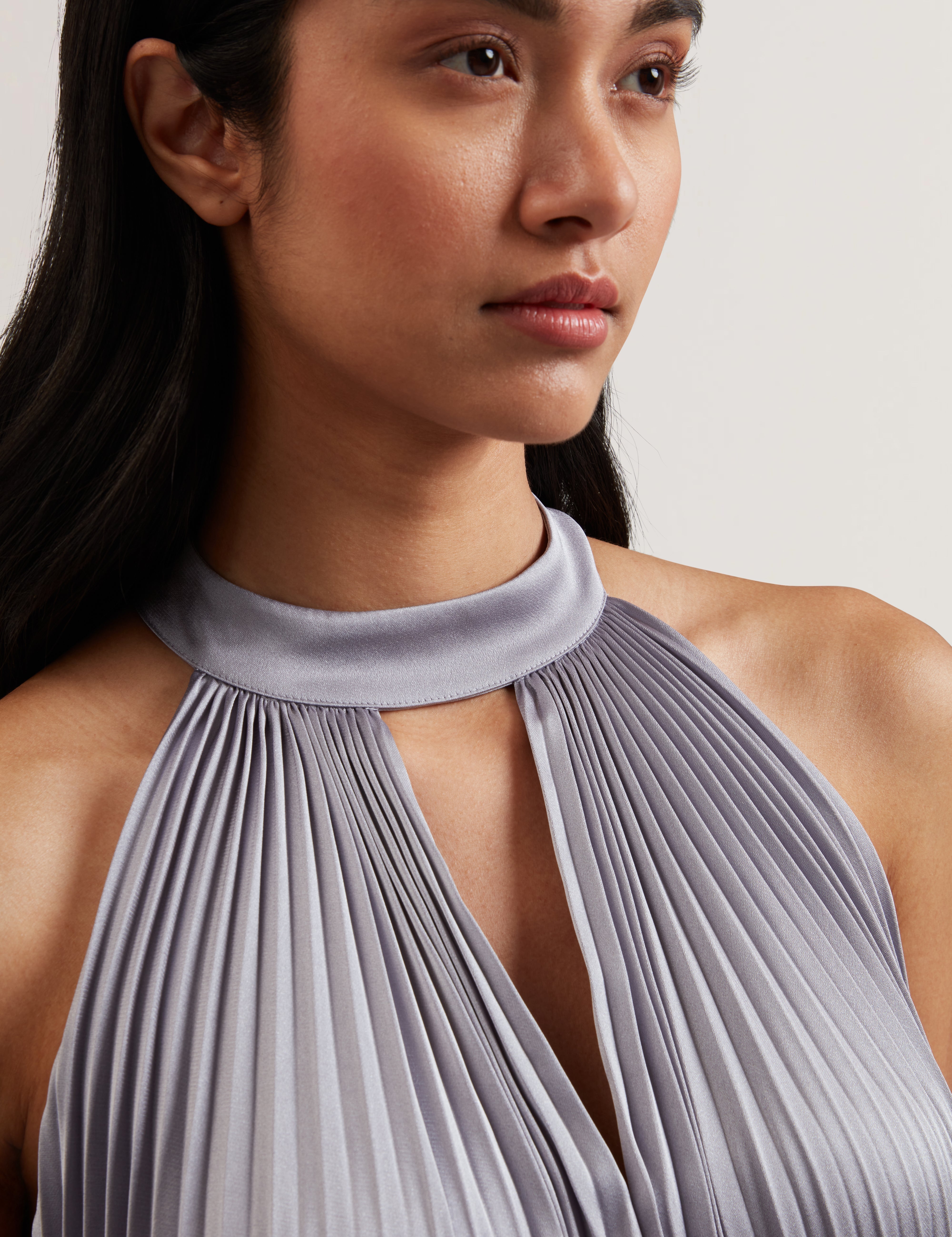 Grenya Pleated V-Neck Maxi Dress Lilac