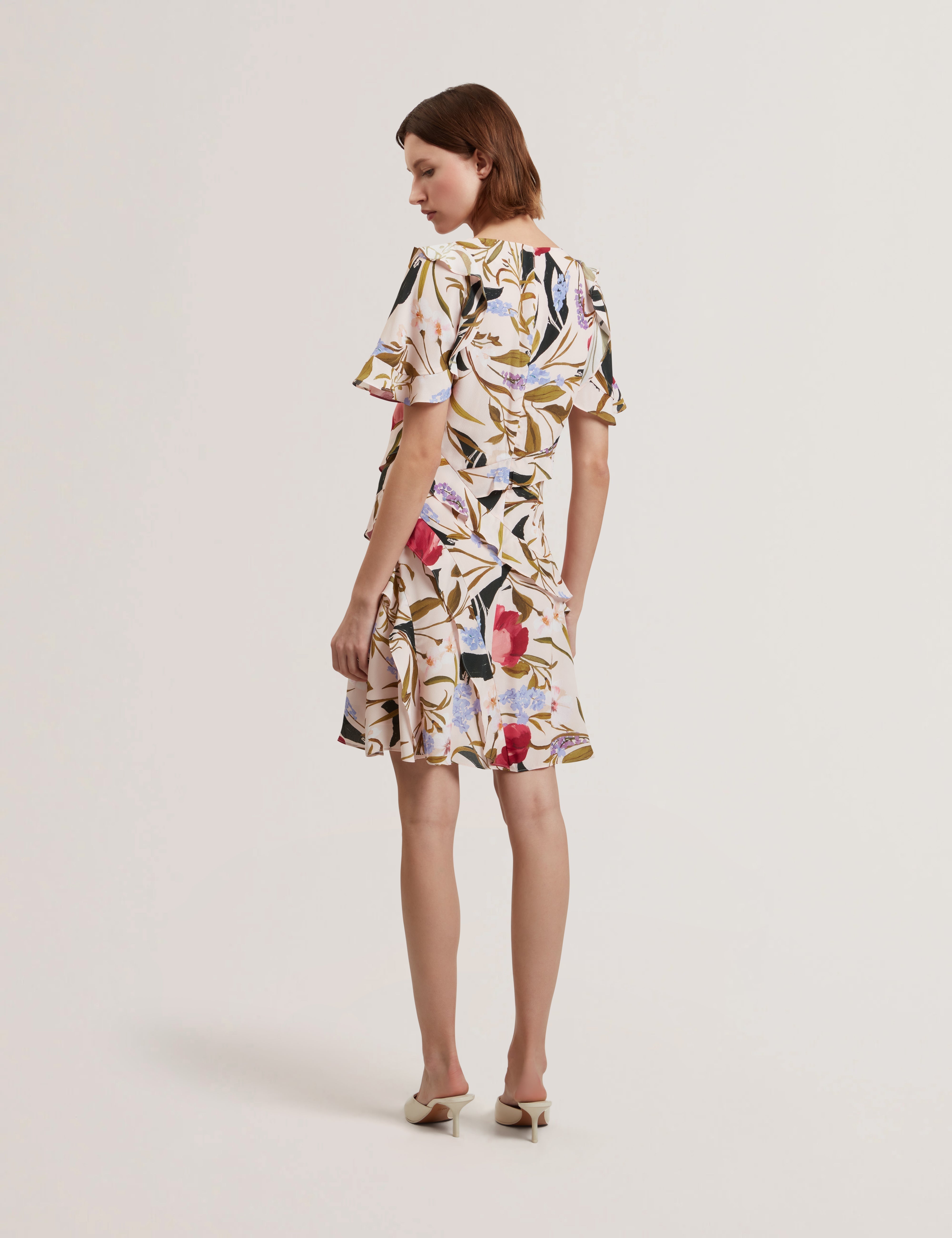 Issiia Frill Detail Mini Dress With Angel Sleeve Pl-Pink