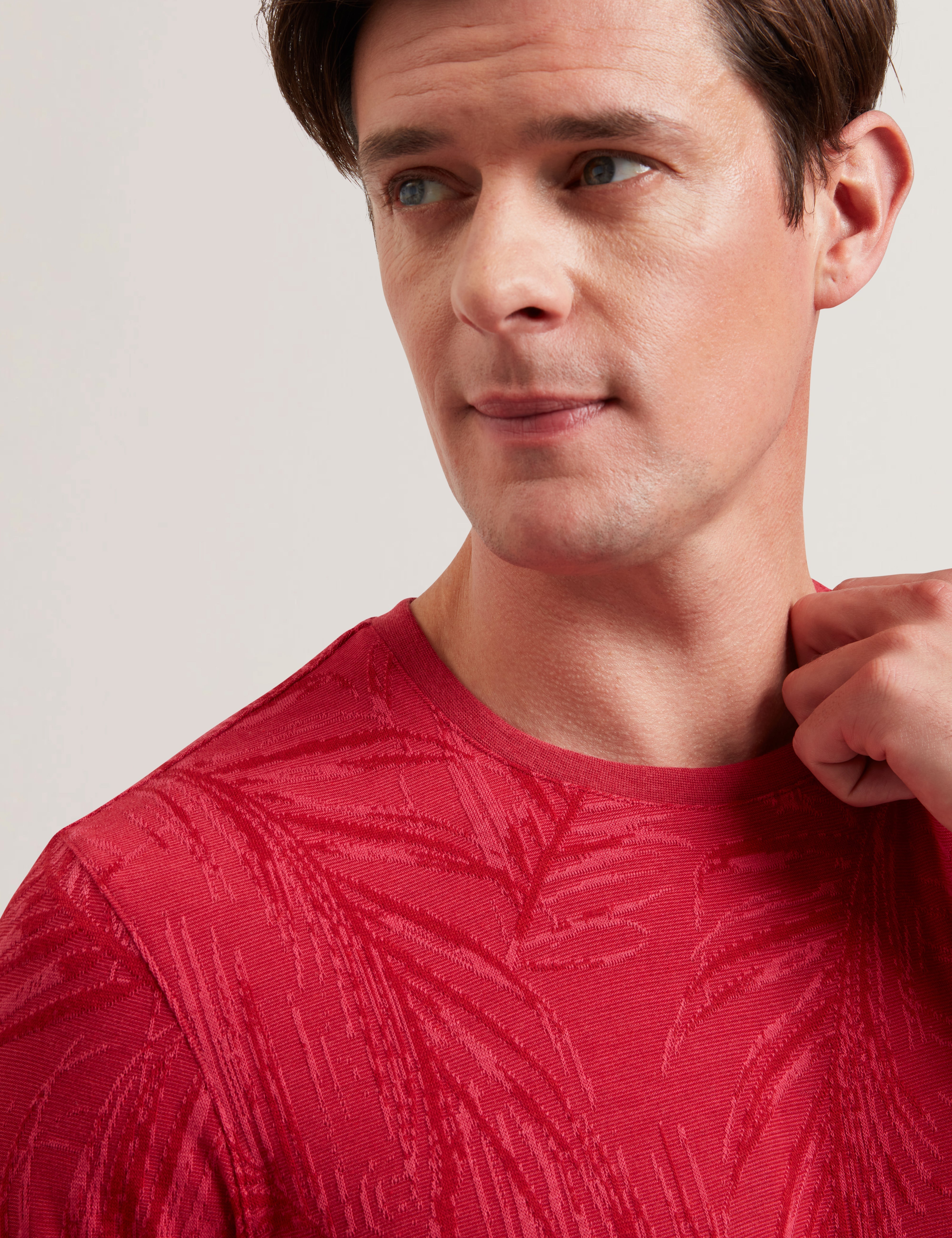 Jessper Short Sleeve Regular Leaf Print T-Shirt Fuchsia