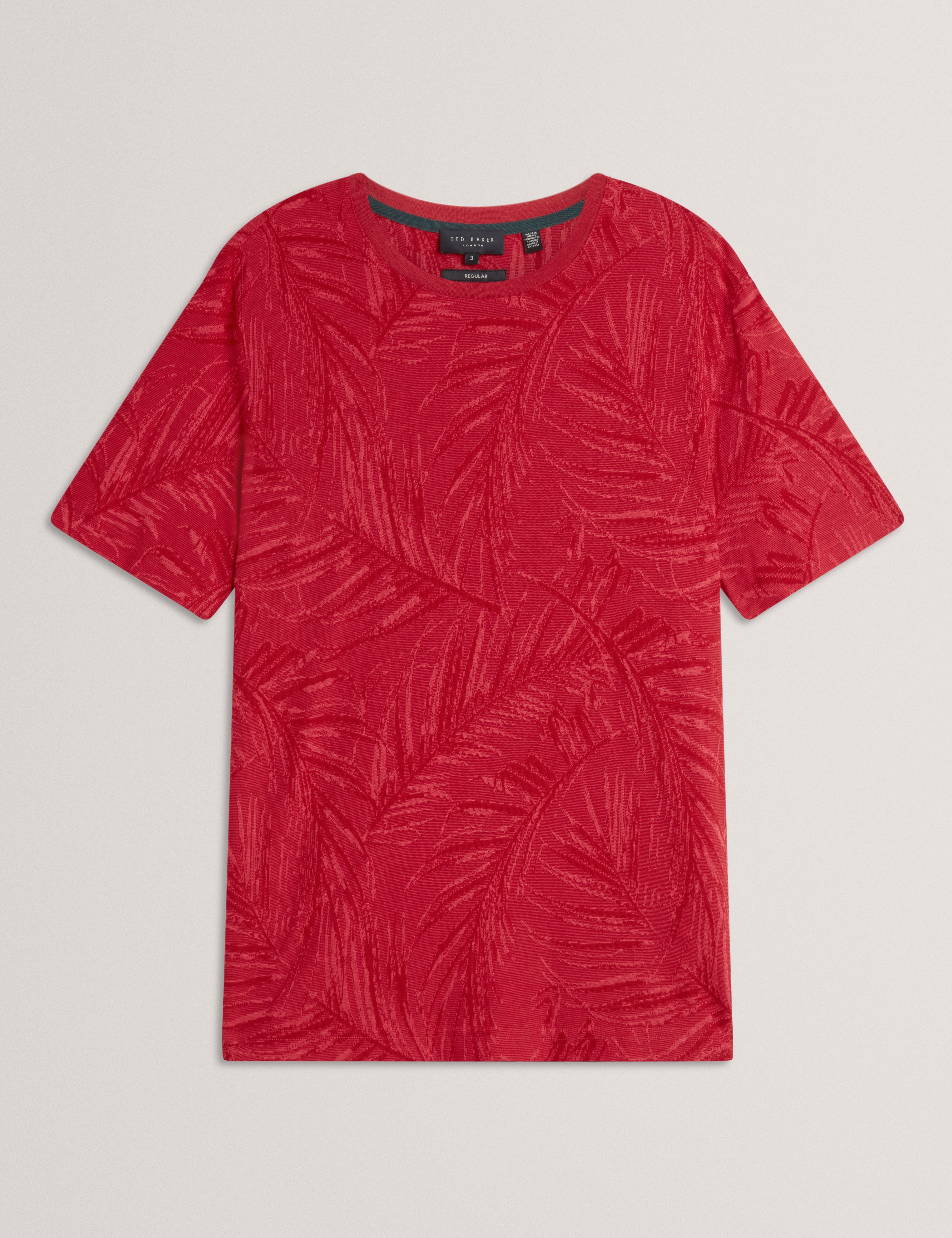 Jessper Short Sleeve Regular Leaf Print T-Shirt Fuchsia