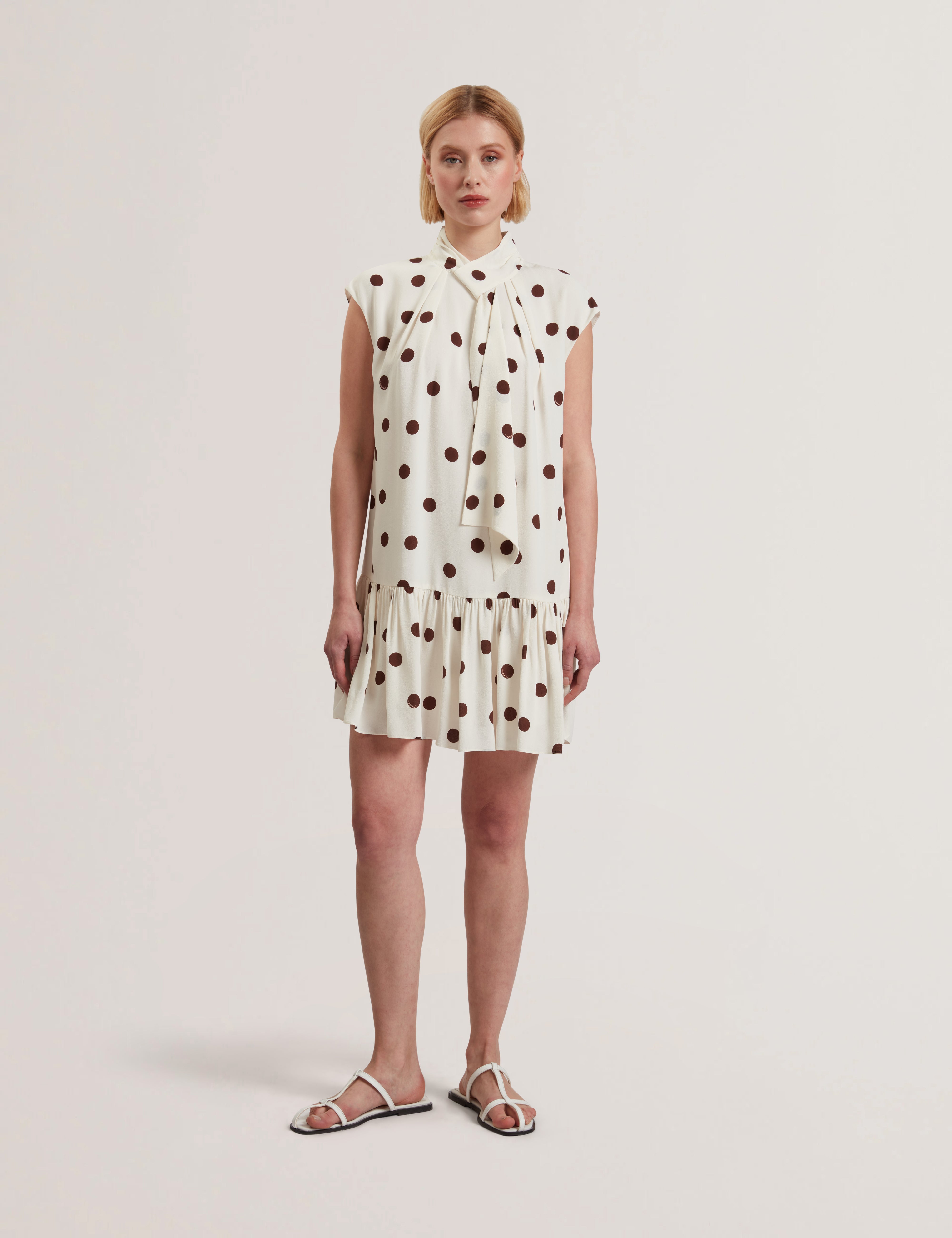 Jutuva Scarf Detail Sleeveless Mini Dress Ivory