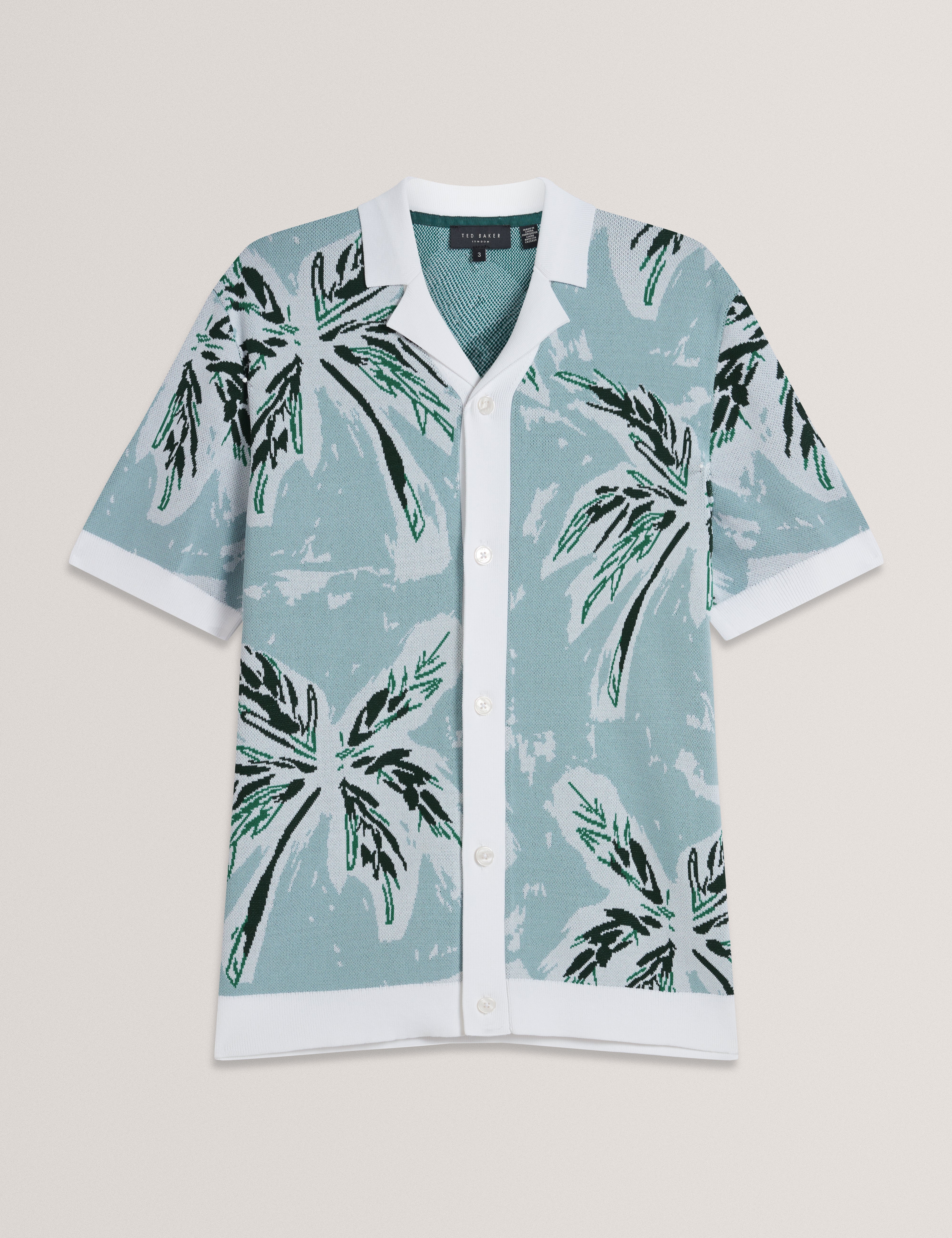 Kyes Short Sleeve Knitted Leaf Shirt Lt-Blue