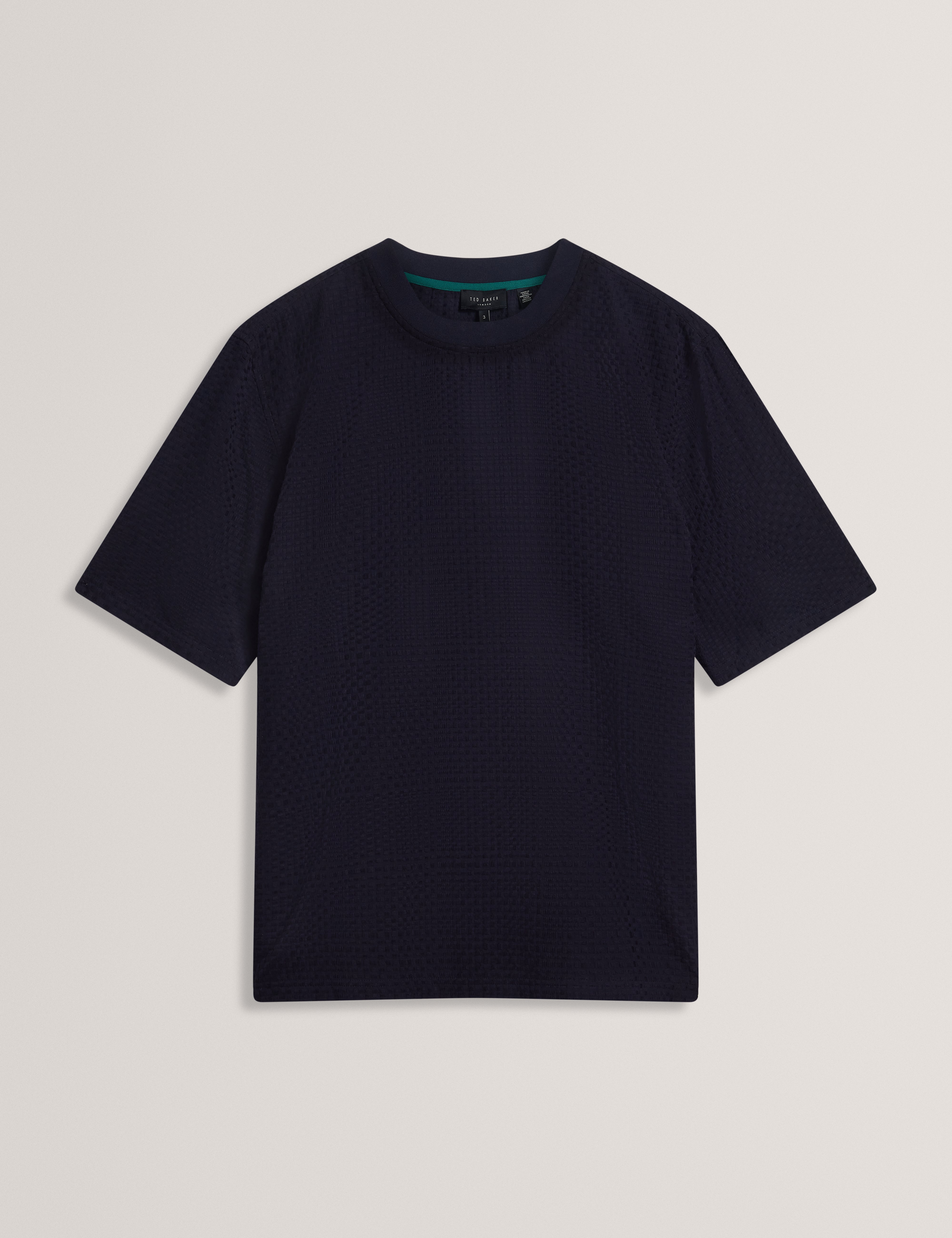 Kylars Short Sleeve Basket-Weave T-Shirt Navy