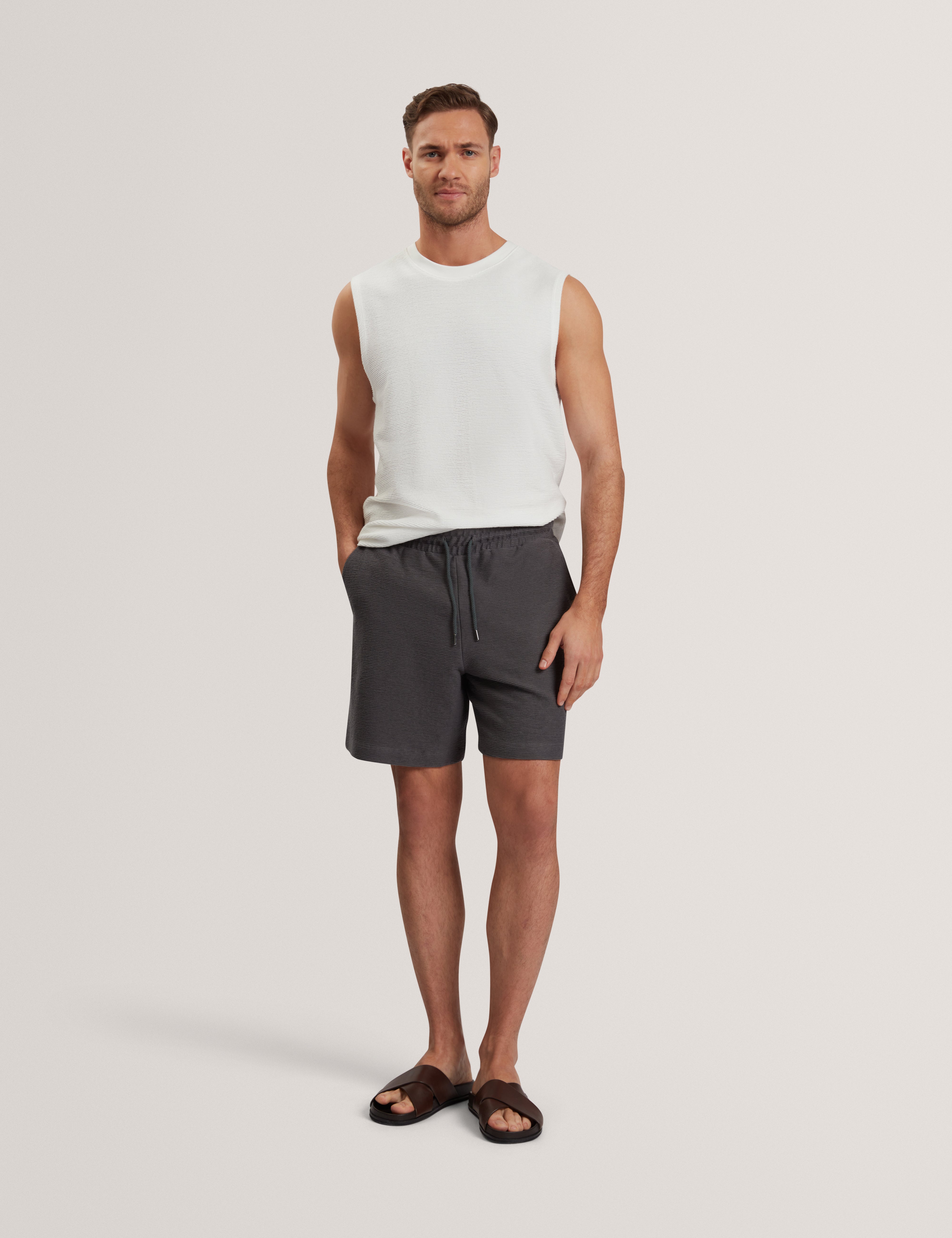 Ladislo Regular Cotton Drawstring Shorts Dk-Grey