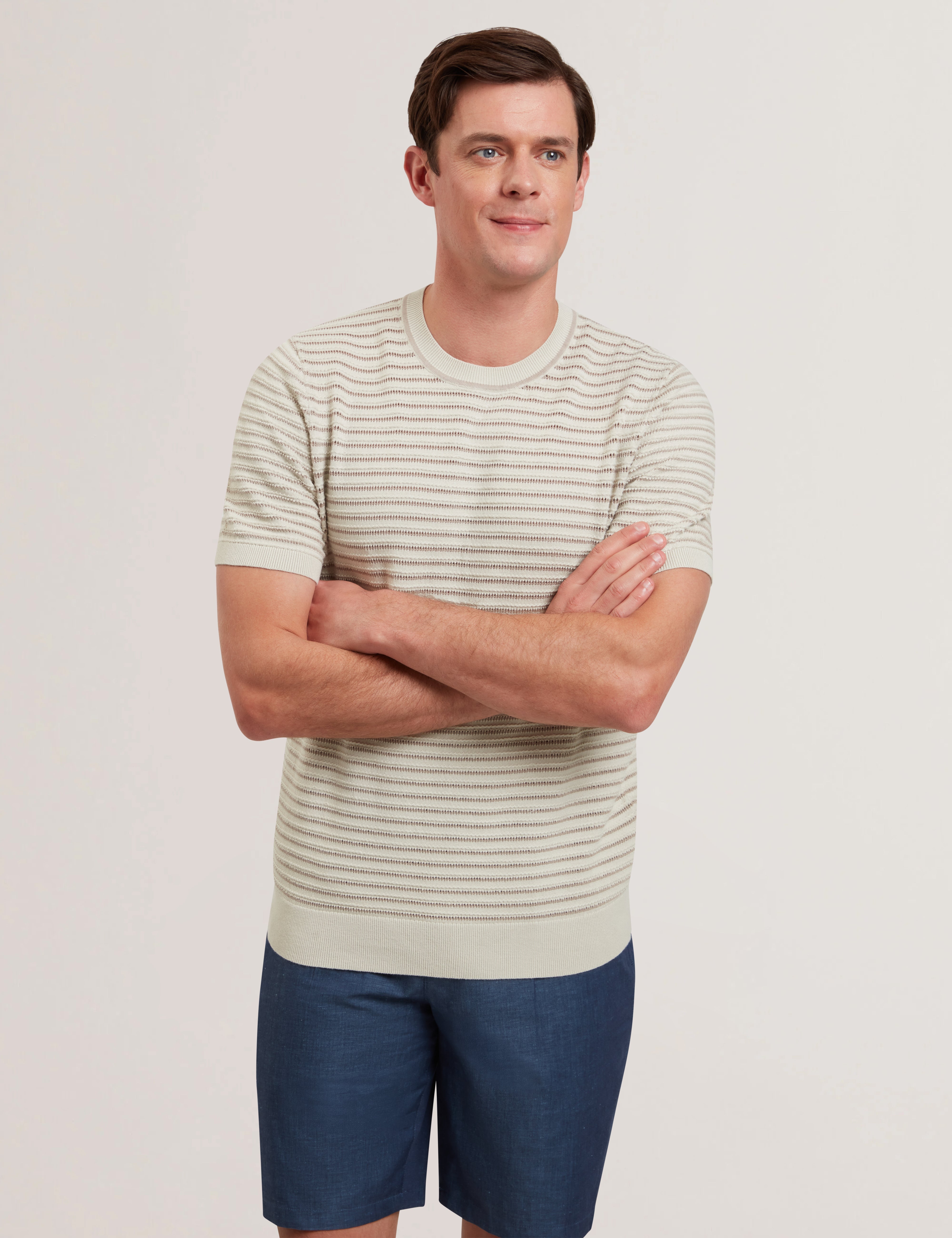 Lain Short Sleeve Textured T-Shirt Ecru