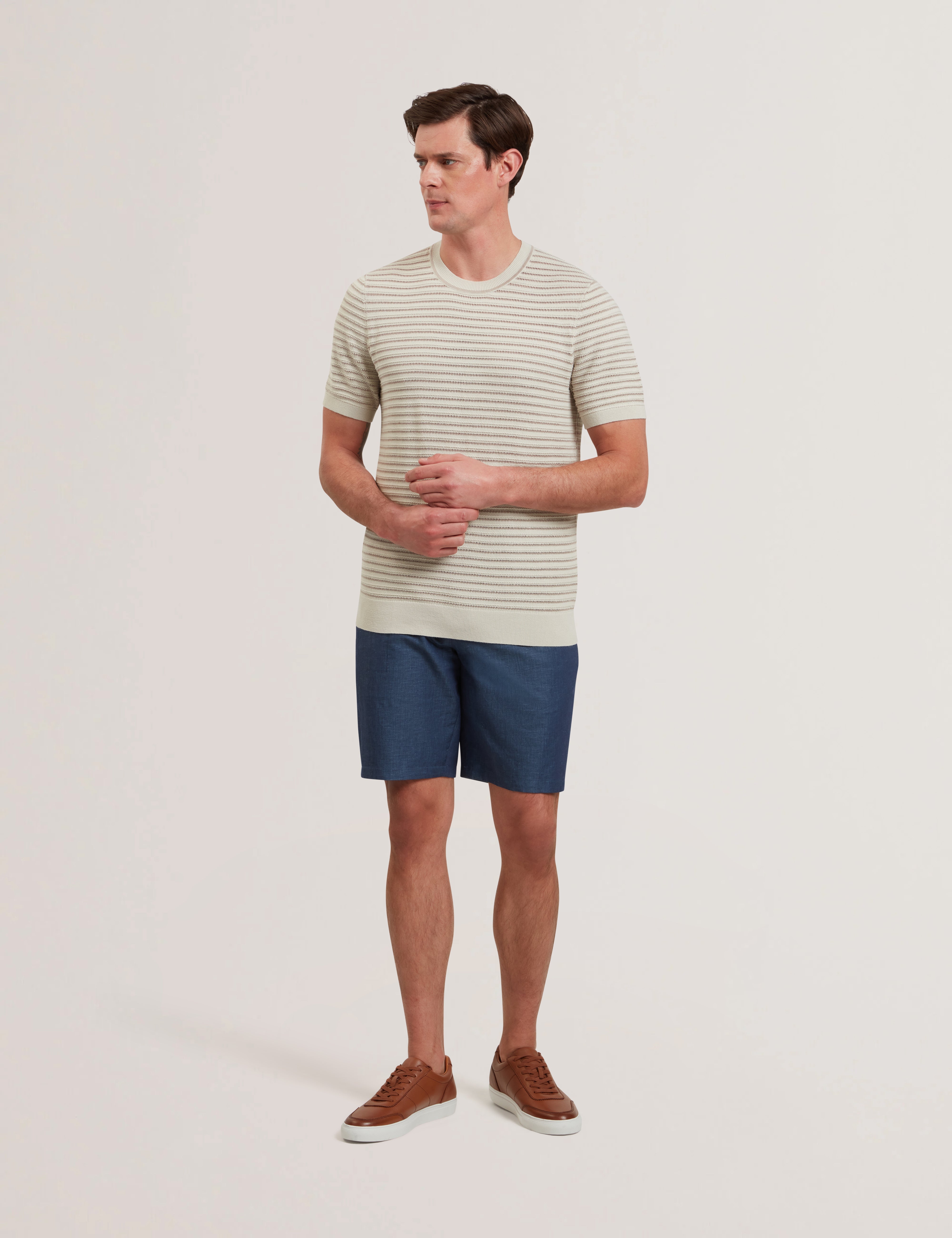 Lain Short Sleeve Textured T-Shirt Ecru