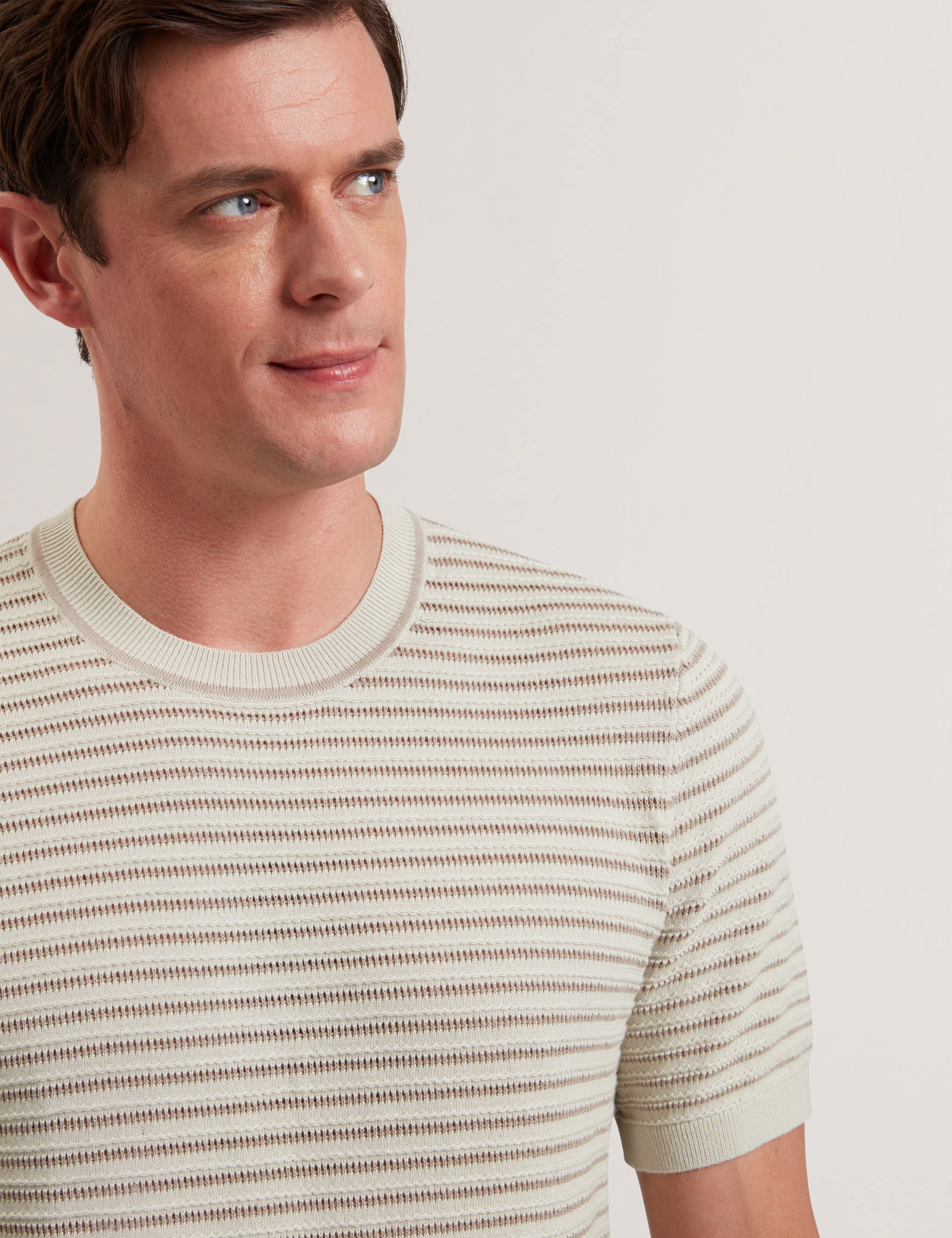 Lain Short Sleeve Textured T-Shirt Ecru