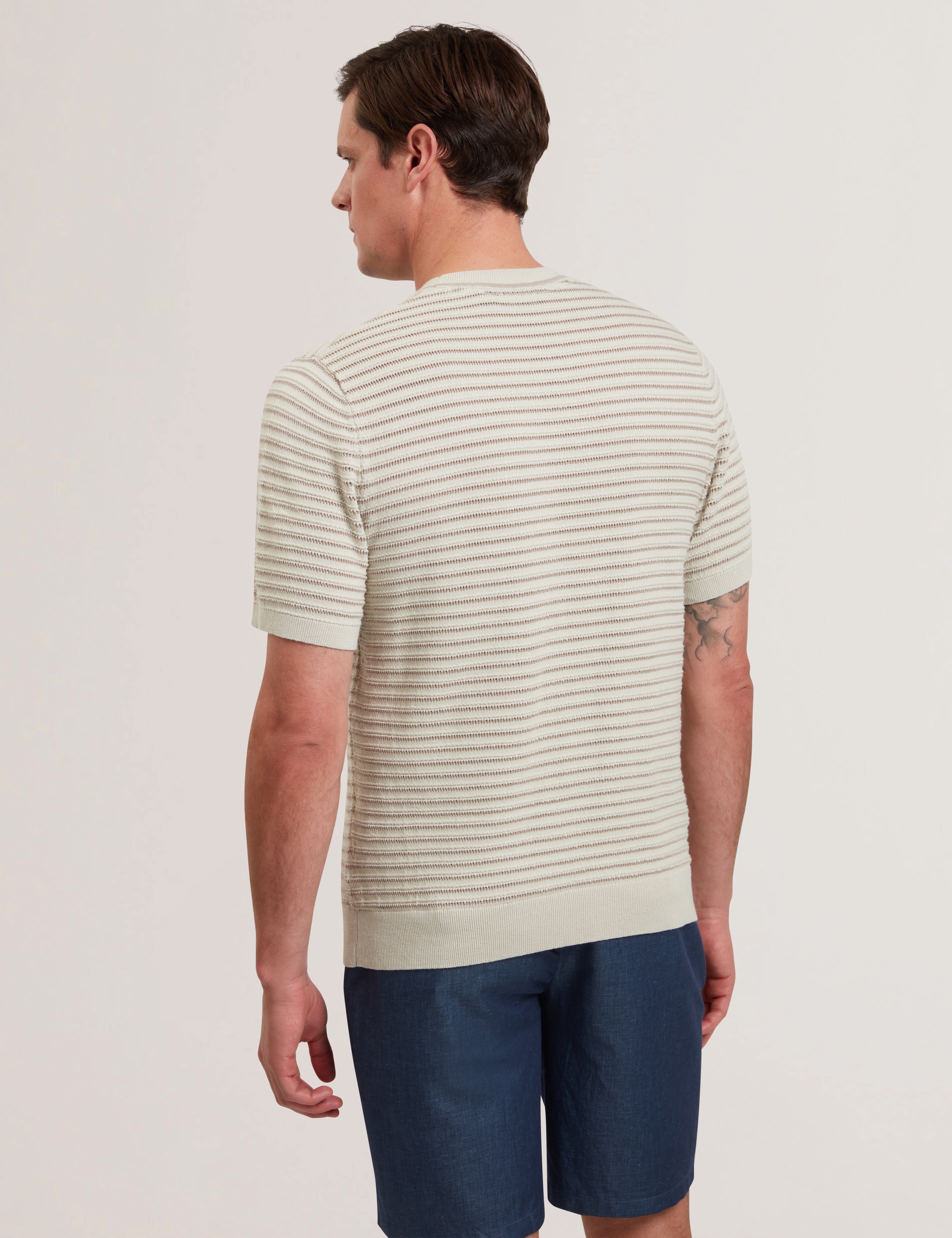 Lain Short Sleeve Textured T-Shirt Ecru