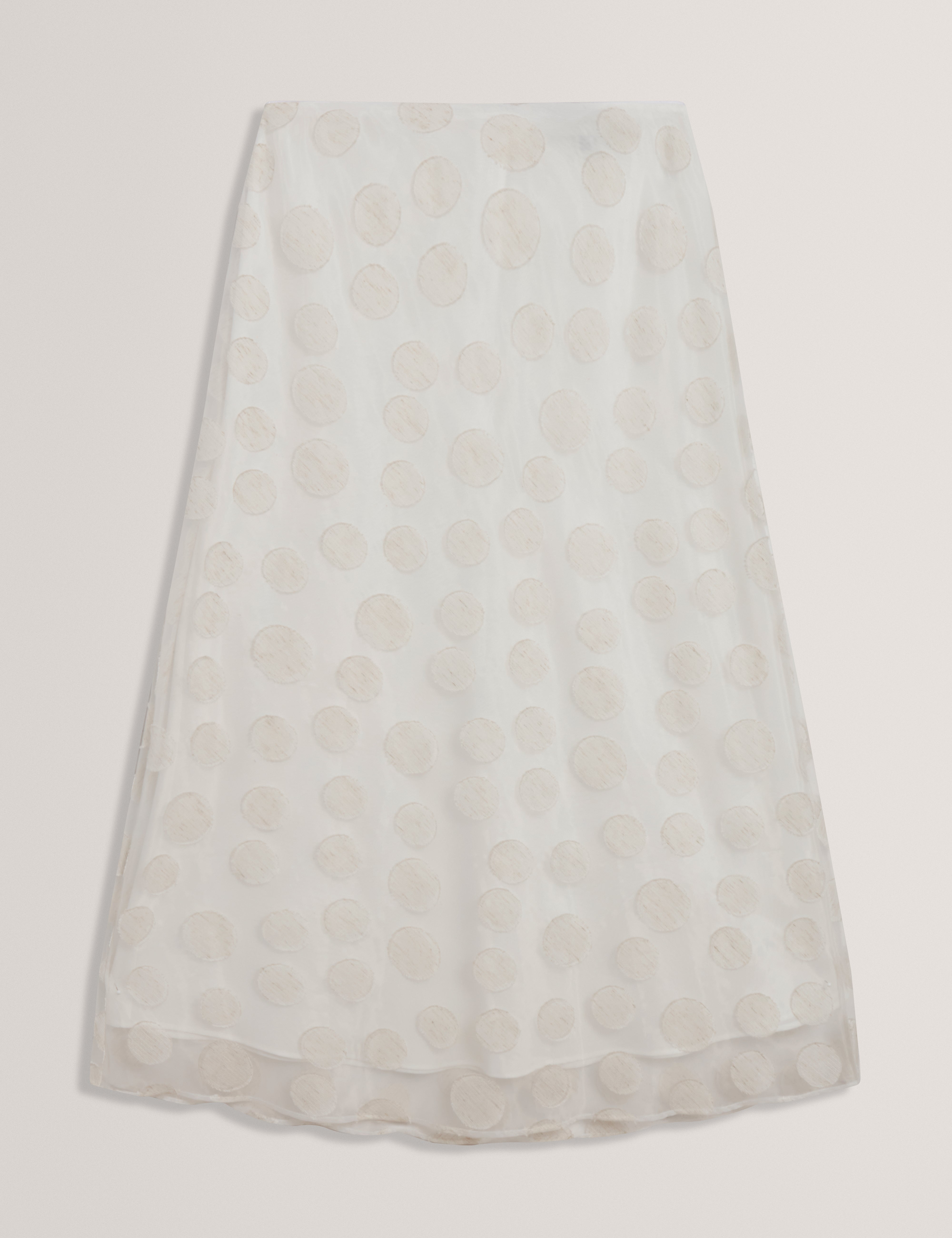 Laniata Sheer Spotty Detail Midi Skirt Ivory