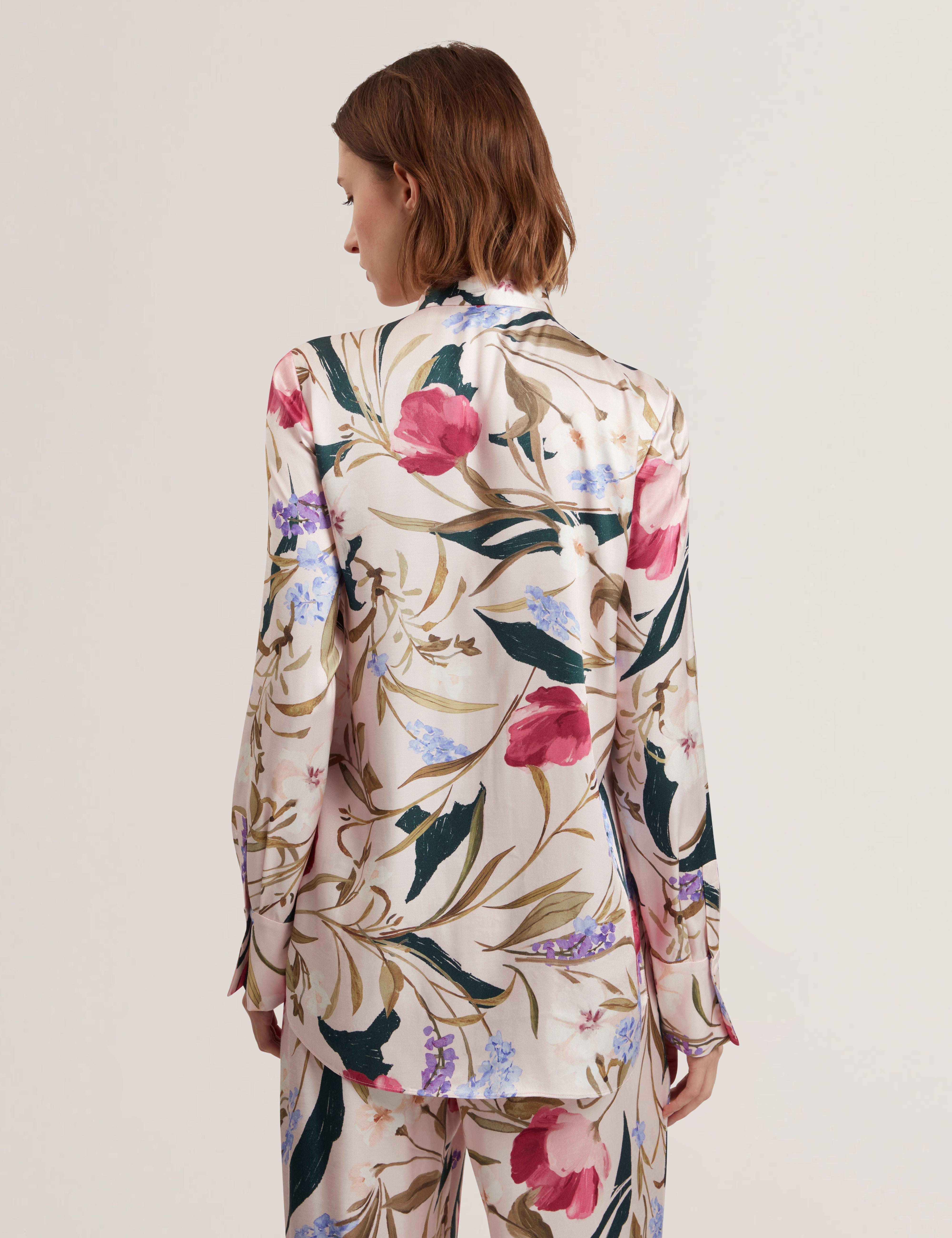 Leeyaa Floral Printed Tie Front Blouse Pl-Pink