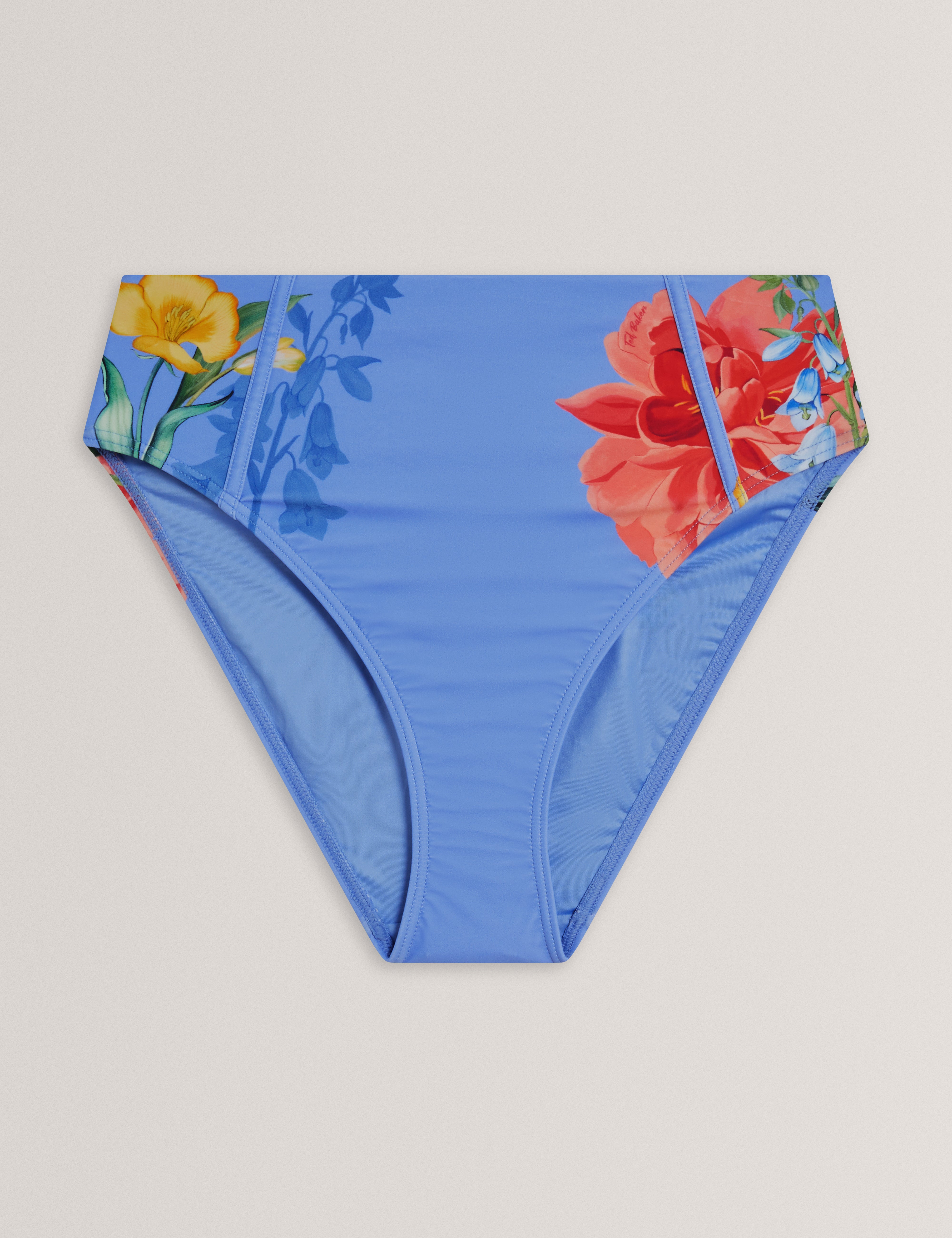 Lorriee Floral Printed High Waisted Bikini Brt-Blue