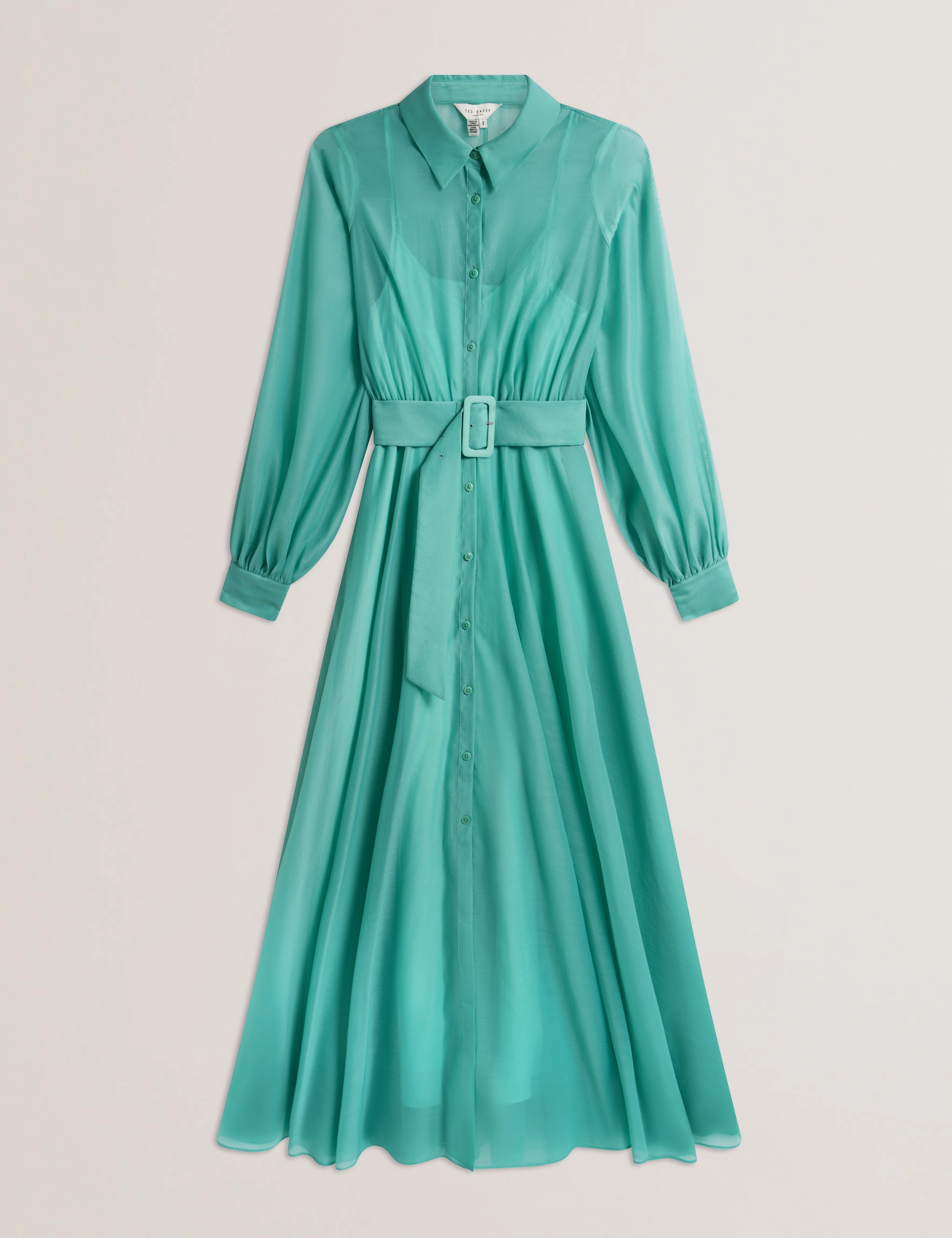 Malzia Corsage Detail Organza Maxi Dress Pl-Green