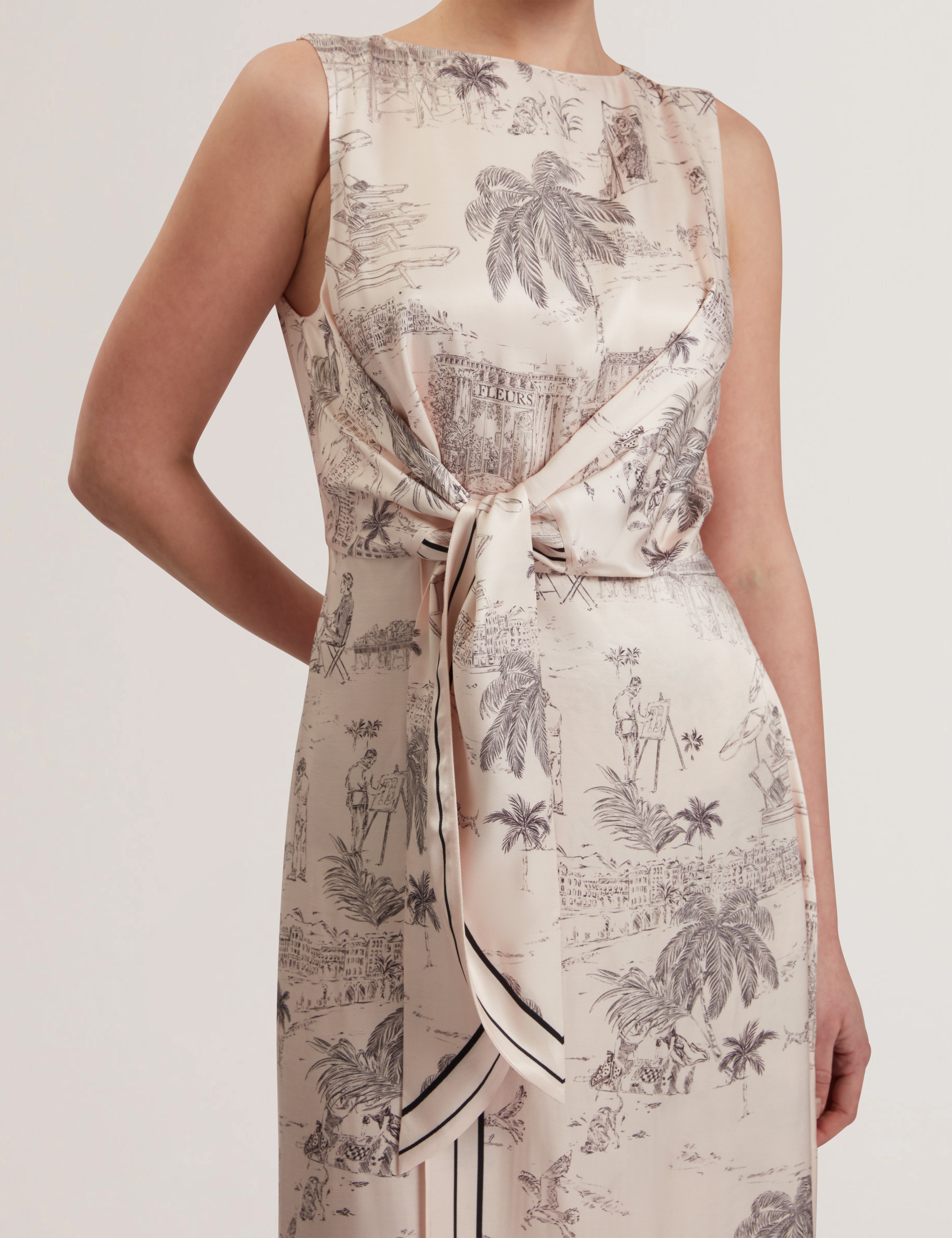 Marrona Knot Detail Wrap Over Midi Dress Nude-Pink