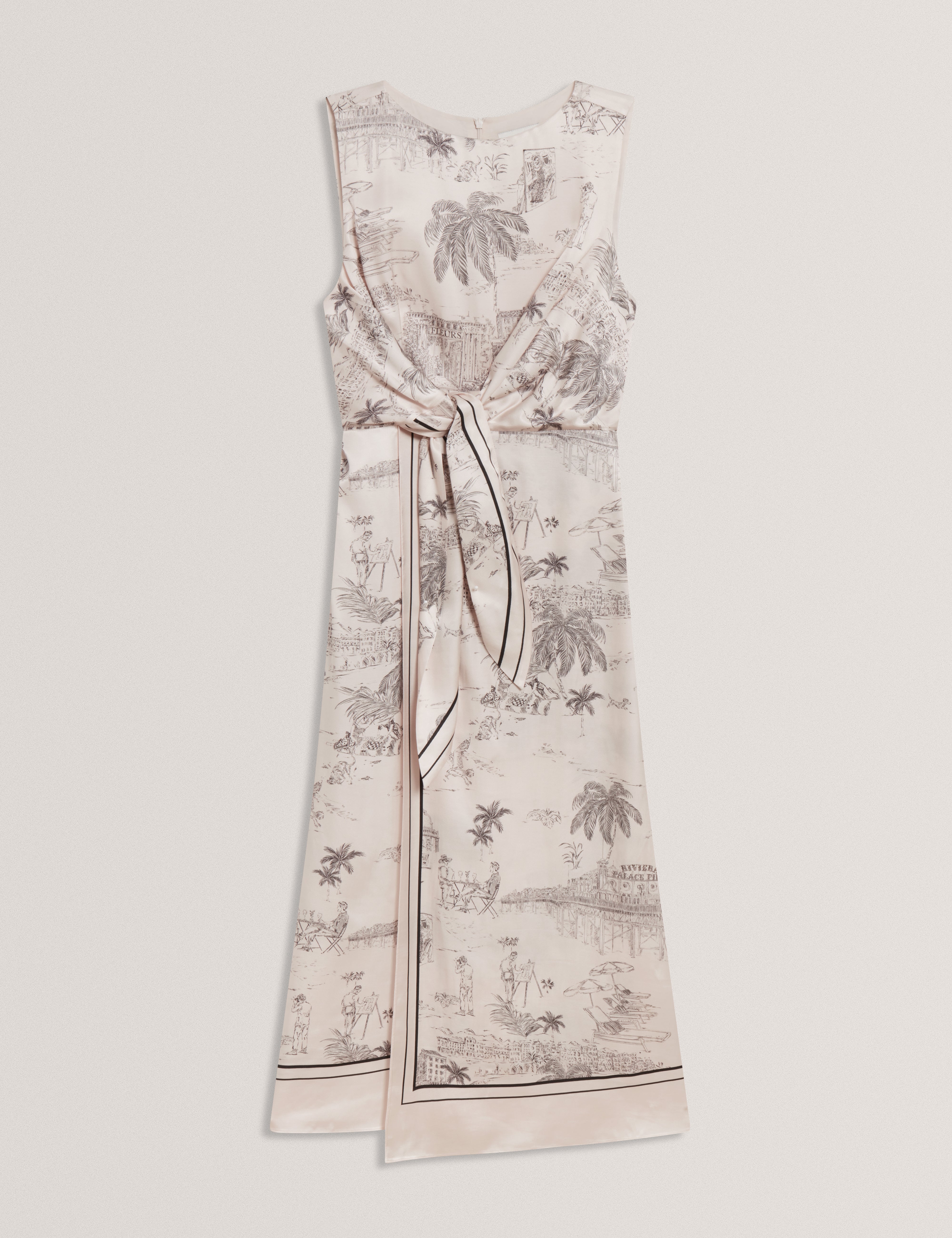 Marrona Knot Detail Wrap Over Midi Dress Nude-Pink