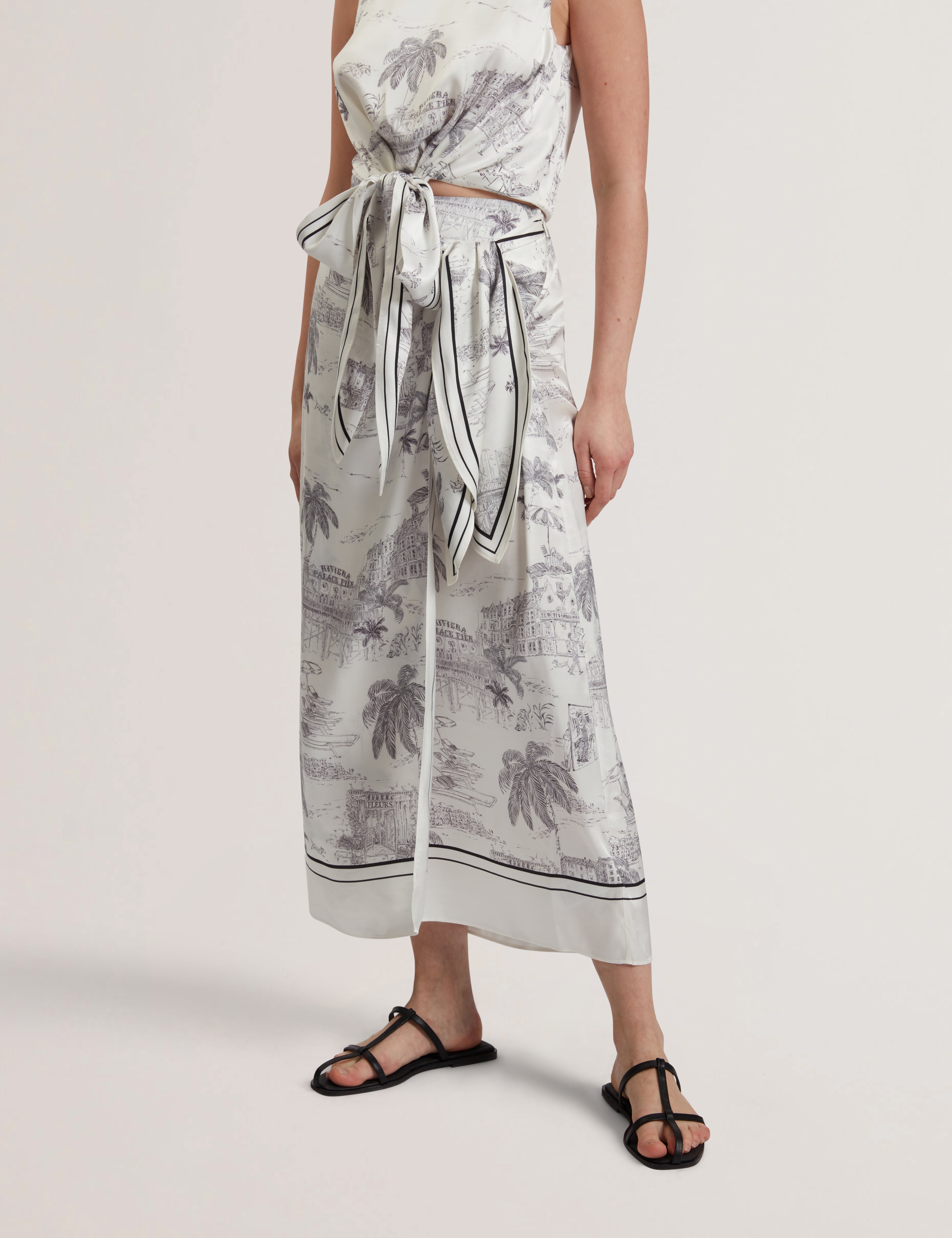Melva Knot Detail Wrap Over Midi Skirt Ivory