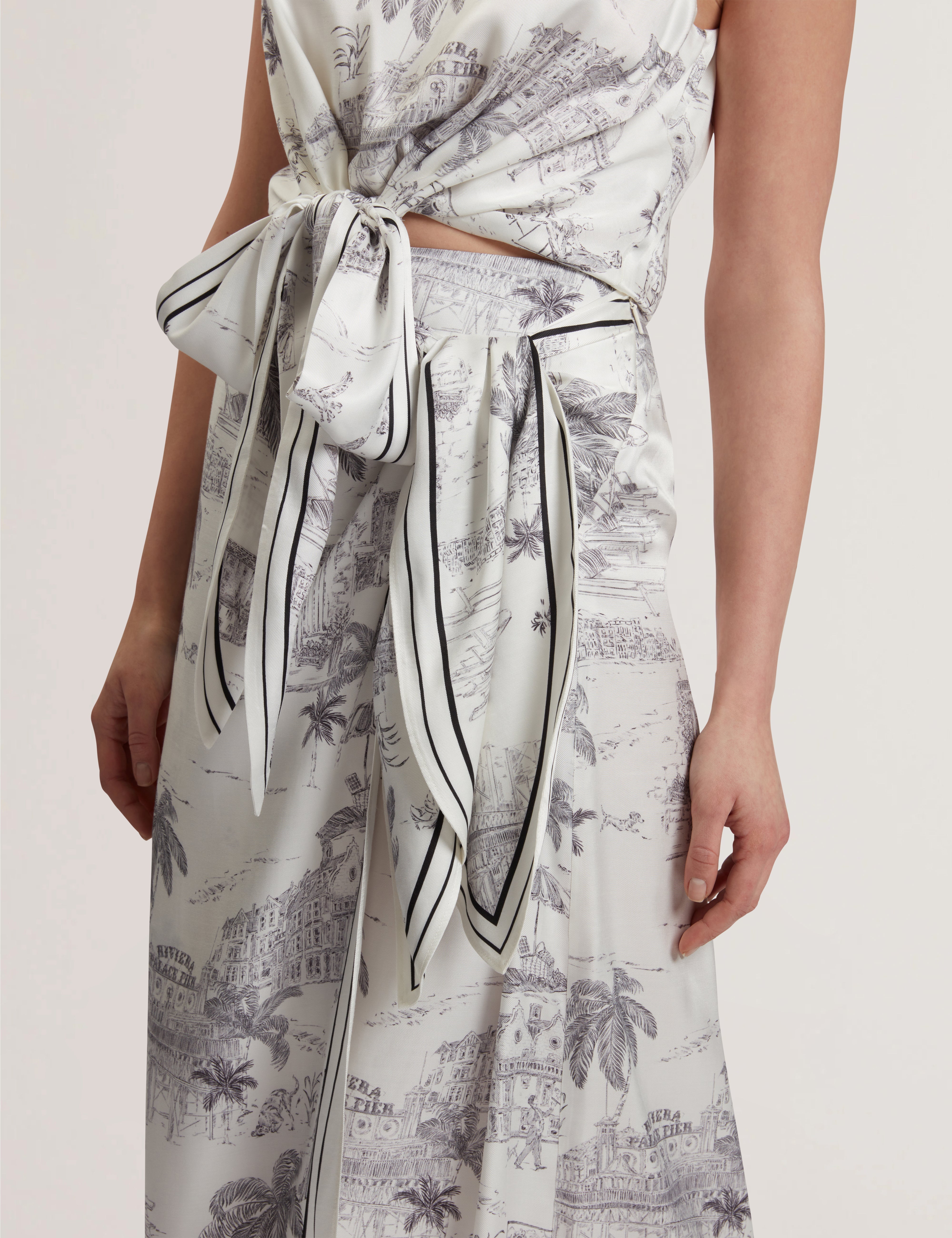 Melva Knot Detail Wrap Over Midi Skirt Ivory