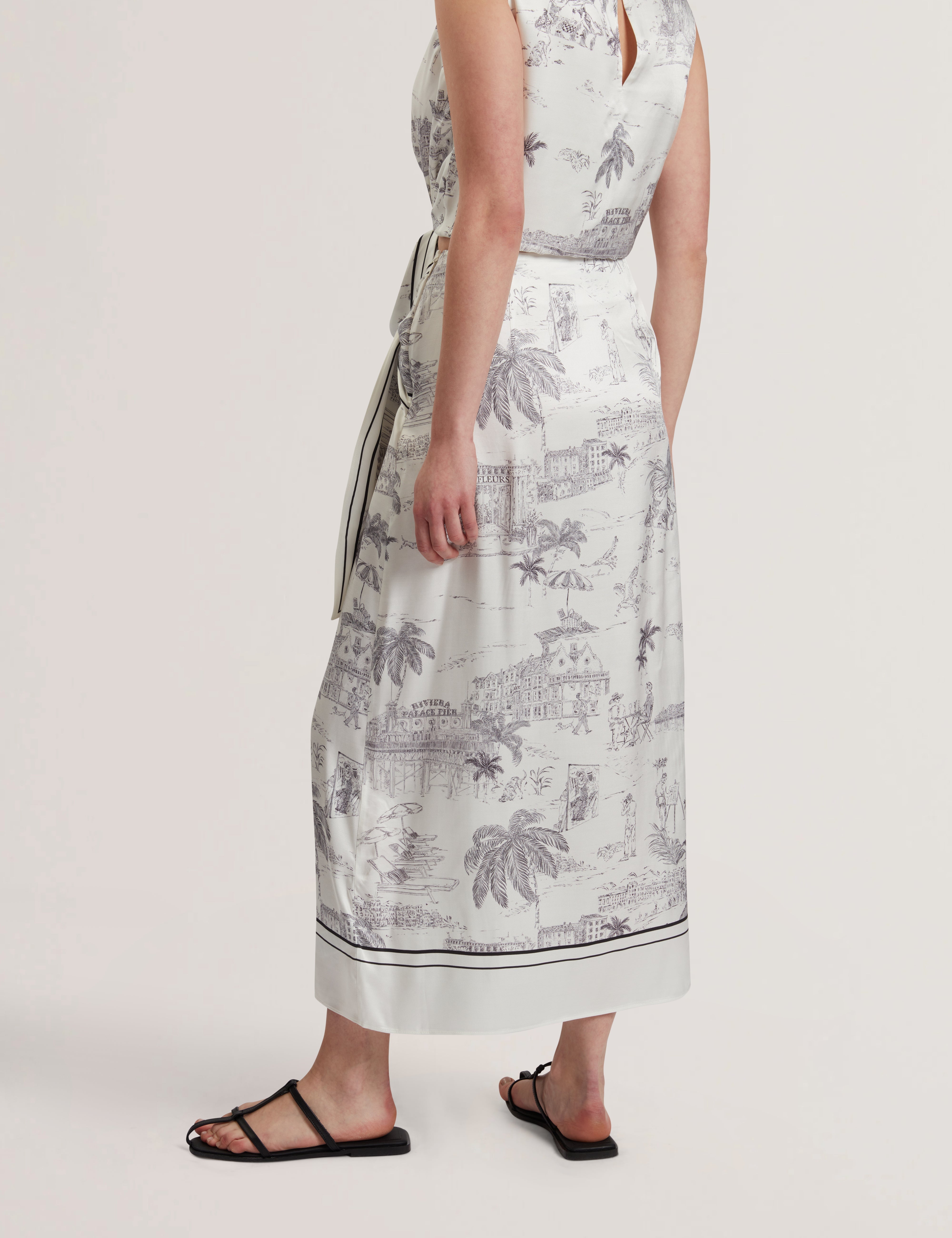 Melva Knot Detail Wrap Over Midi Skirt Ivory