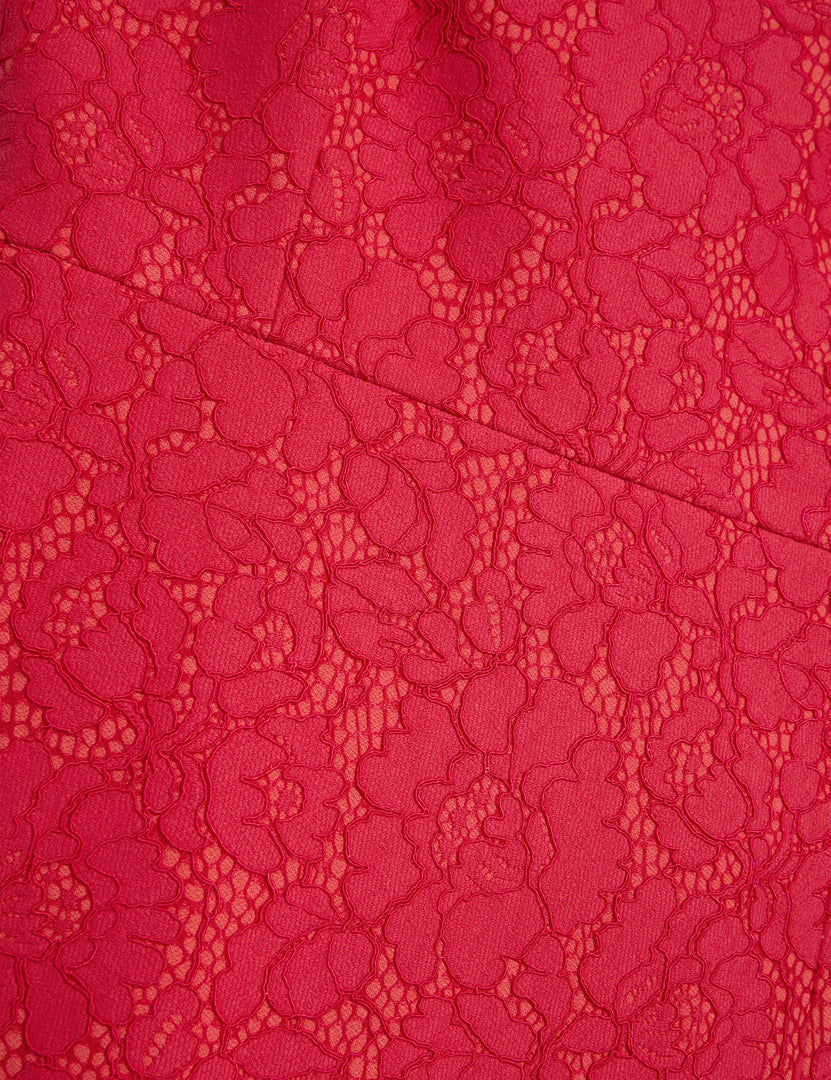 Meriod Bonded Lace Mini Dress With Slit Fuchsia